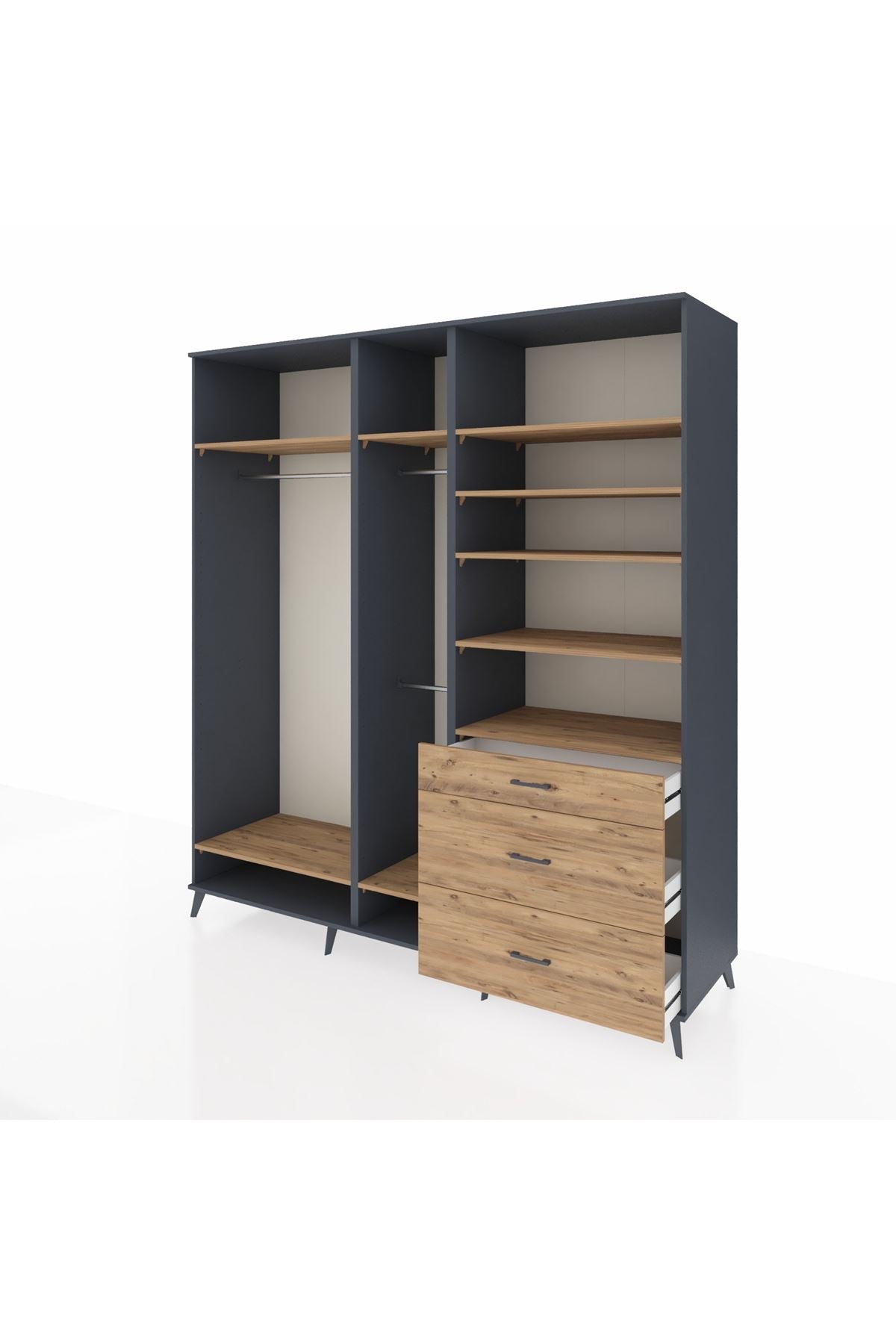 Kronos Dolap 9 Raflı 3 Çekmeceli 3 Askılı 220x59x243 - S784M064V12C