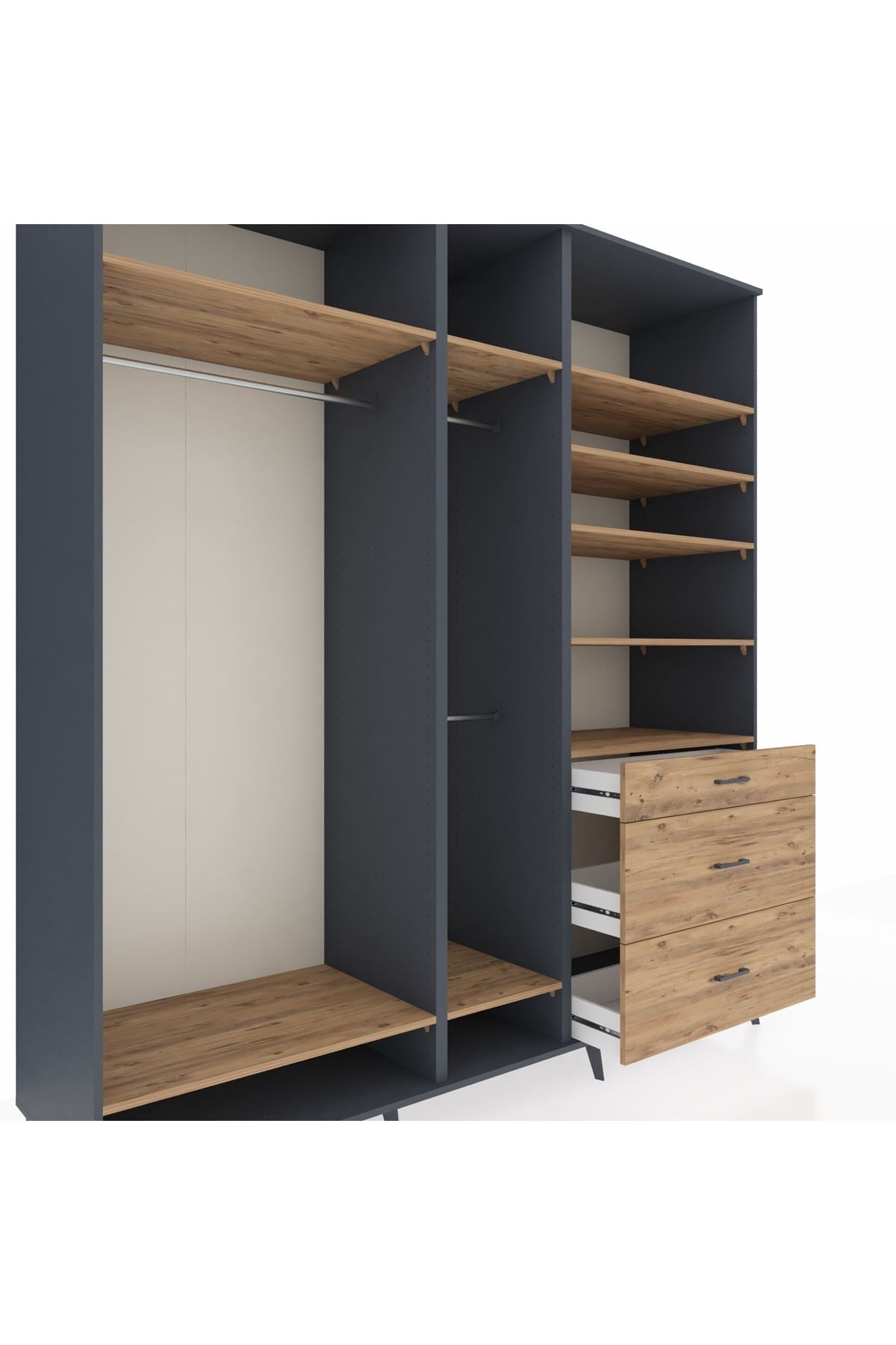 Kronos Dolap 9 Raflı 3 Çekmeceli 3 Askılı 220x59x243 - S784M064V12C