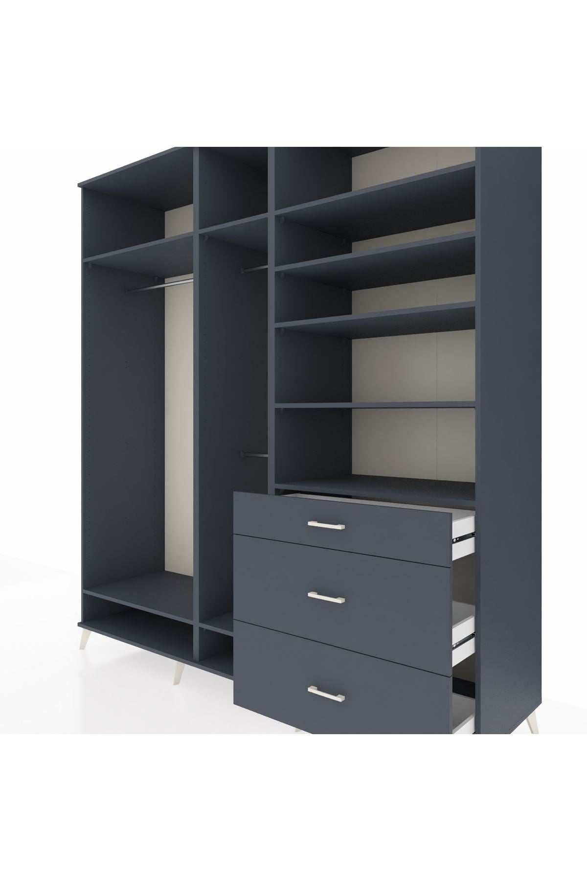 Kronos Dolap 9 Raflı 3 Çekmeceli 3 Askılı 220x59x243 - S784M064V17C