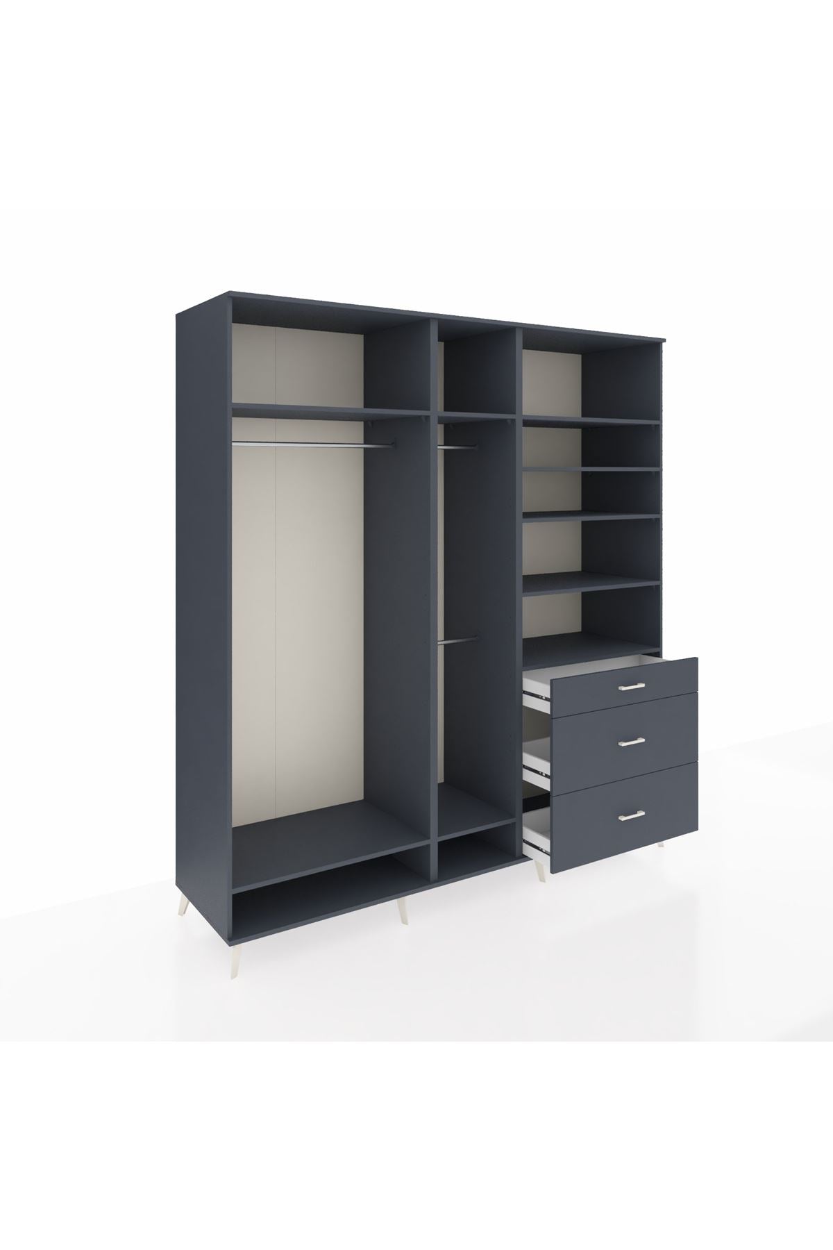 Kronos Dolap 9 Raflı 3 Çekmeceli 3 Askılı 220x59x243 - S784M064V17C