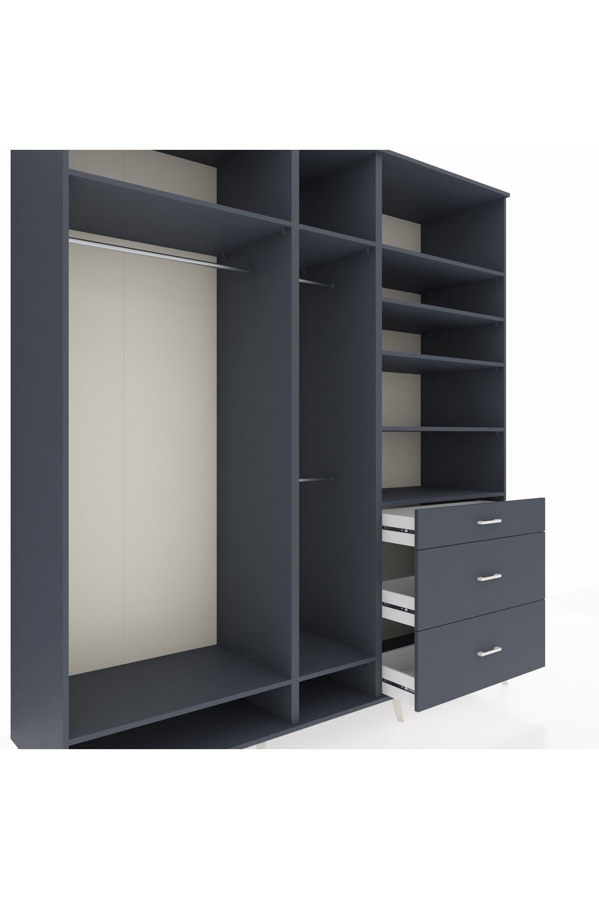 Kronos Dolap 9 Raflı 3 Çekmeceli 3 Askılı 220x59x243 - S784M064V17C