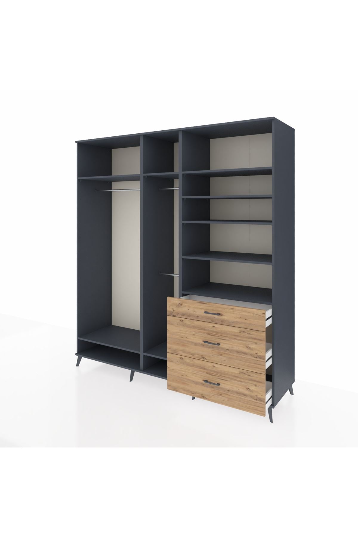 Kronos Dolap 9 Raflı 3 Çekmeceli 3 Askılı 220x59x243 - S784M064V18C