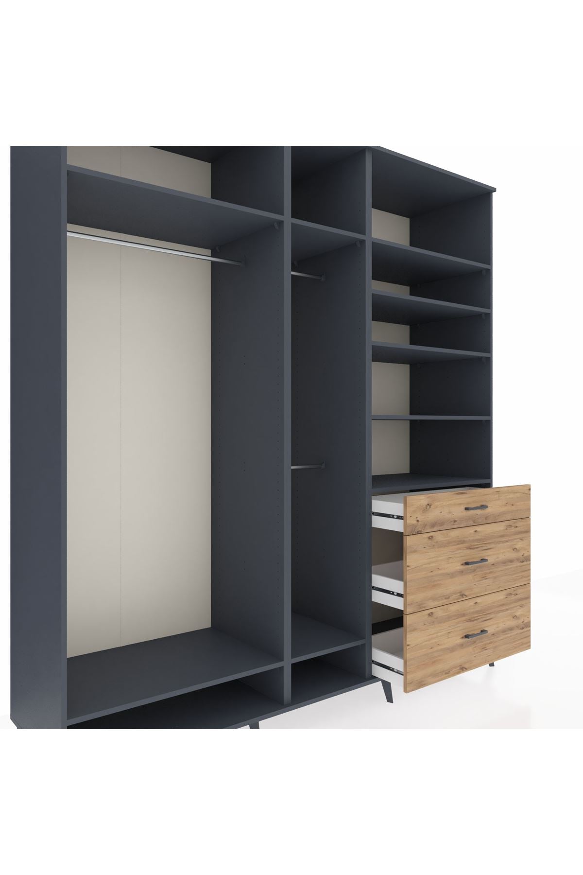 Kronos Dolap 9 Raflı 3 Çekmeceli 3 Askılı 220x59x243 - S784M064V18C