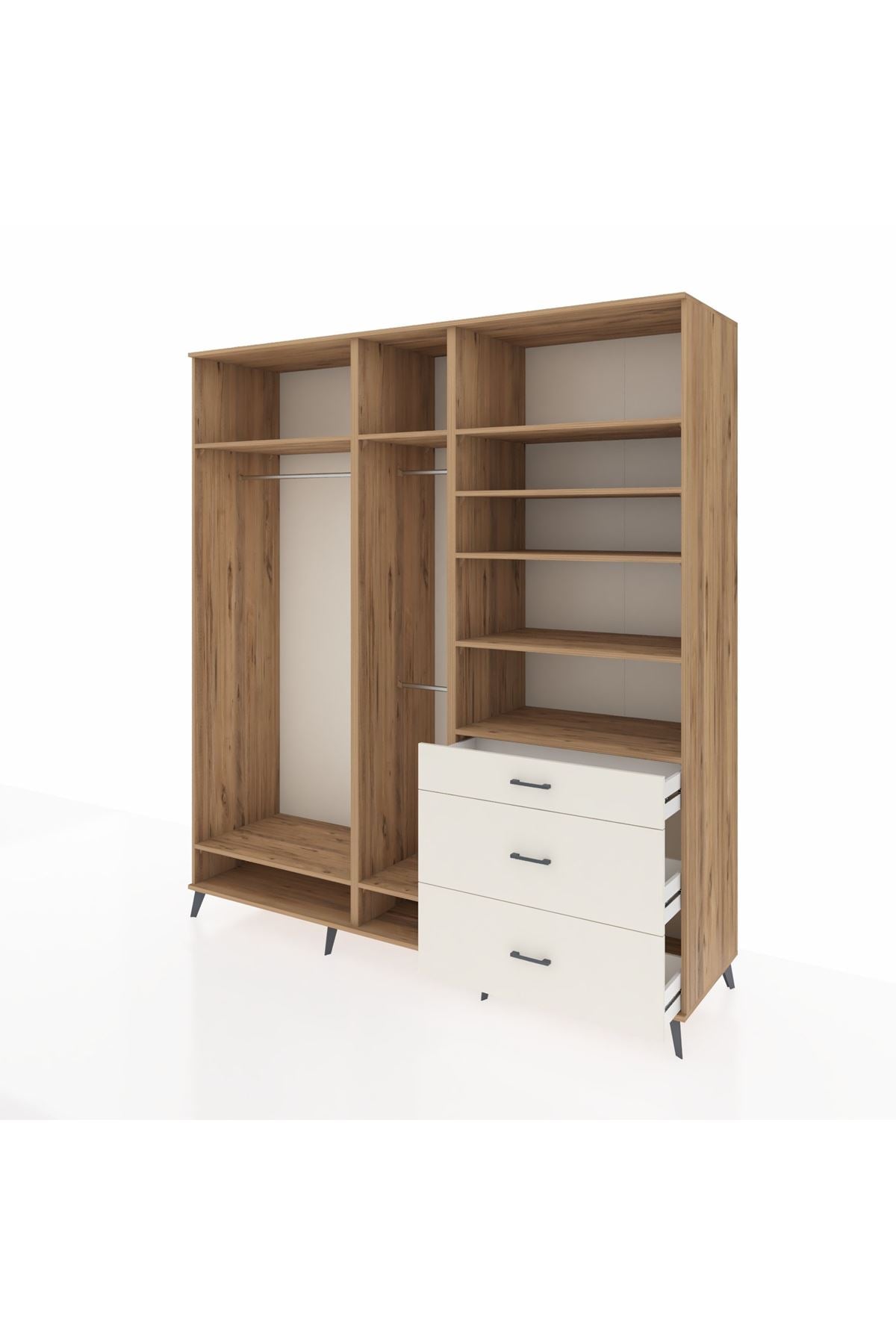 Kronos Dolap 9 Raflı 3 Çekmeceli 3 Askılı 220x59x243 - S784M064V19C