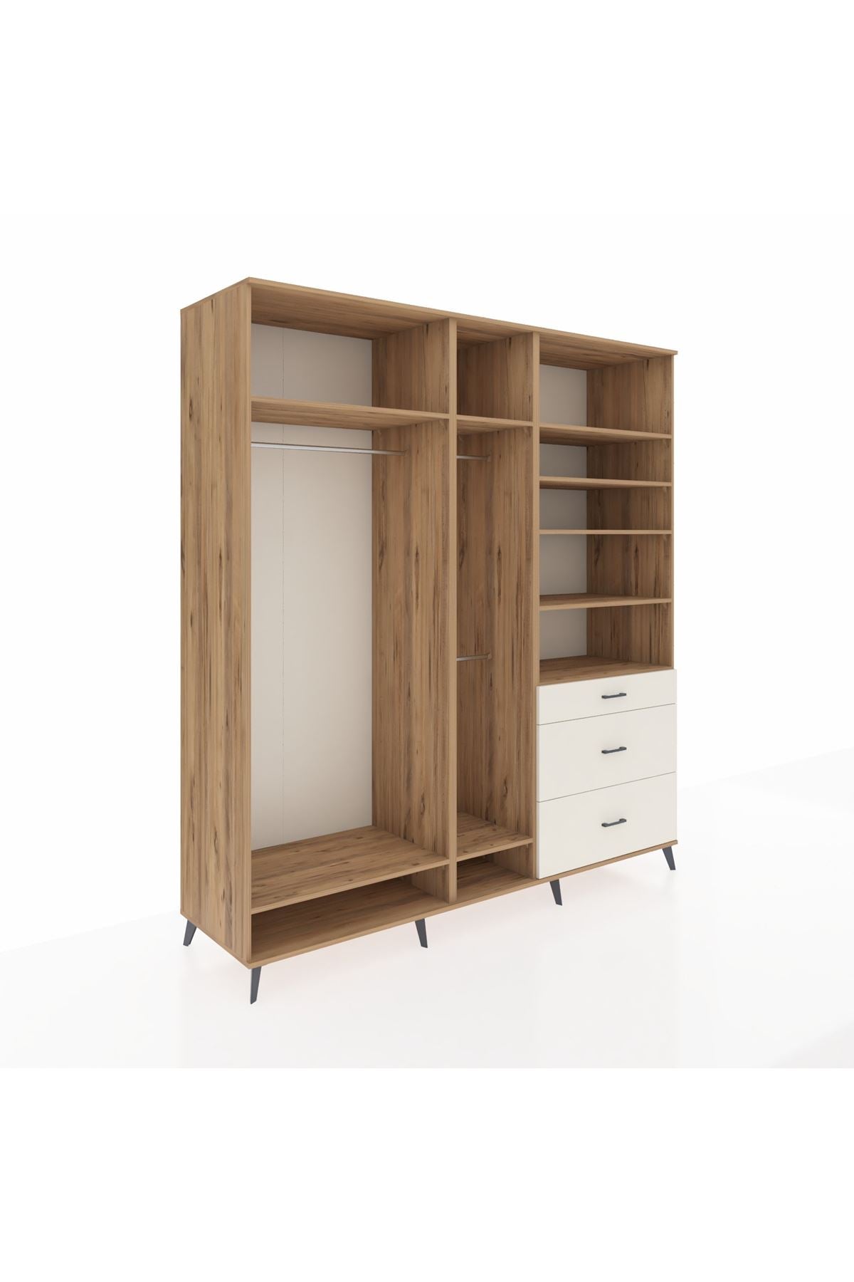 Kronos Dolap 9 Raflı 3 Çekmeceli 3 Askılı 220x59x243 - S784M064V19C