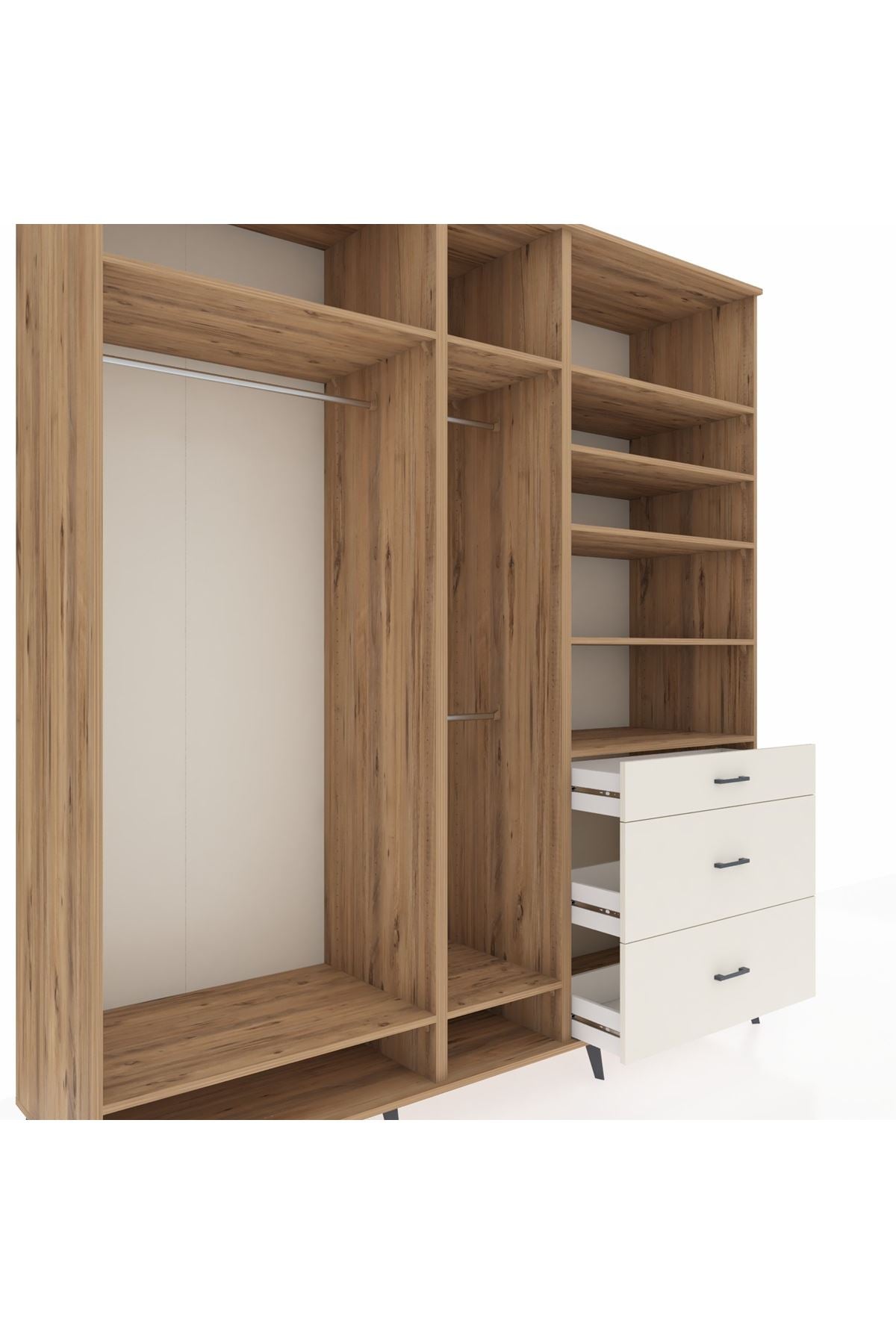 Kronos Dolap 9 Raflı 3 Çekmeceli 3 Askılı 220x59x243 - S784M064V19C