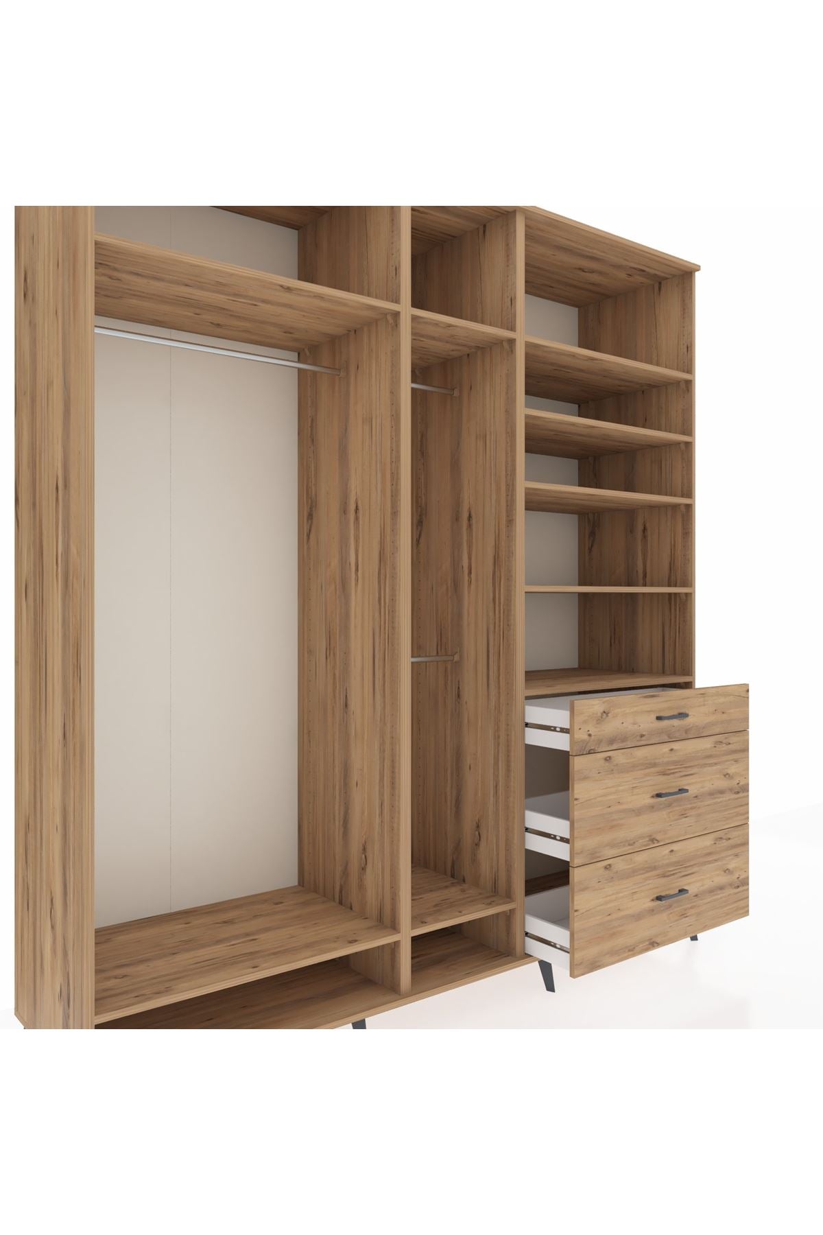 Kronos Dolap 9 Raflı 3 Çekmeceli 3 Askılı 220x59x243 - S784M064V21C