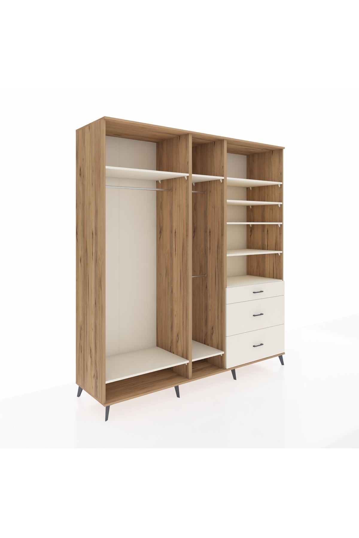 Kronos Dolap 9 Raflı 3 Çekmeceli 3 Askılı 220x59x243 - S784M064V22C