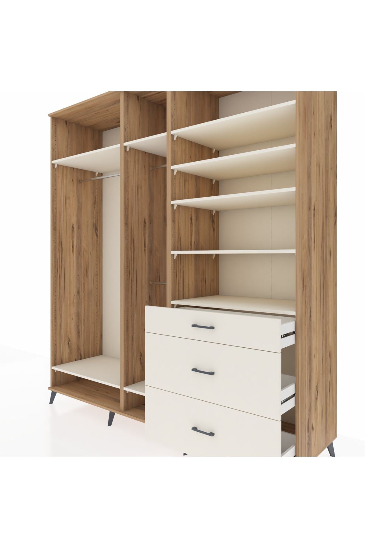 Kronos Dolap 9 Raflı 3 Çekmeceli 3 Askılı 220x59x243 - S784M064V22C