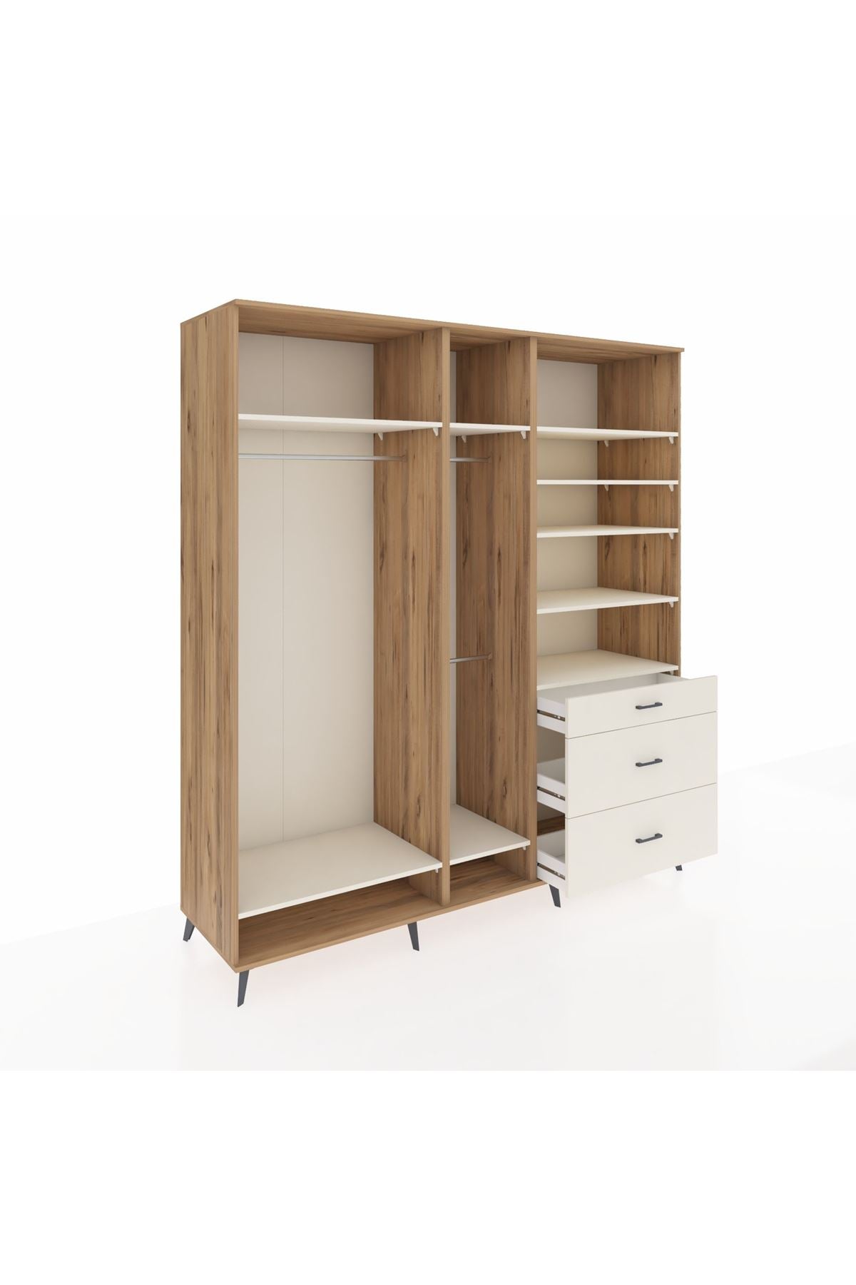Kronos Dolap 9 Raflı 3 Çekmeceli 3 Askılı 220x59x243 - S784M064V22C