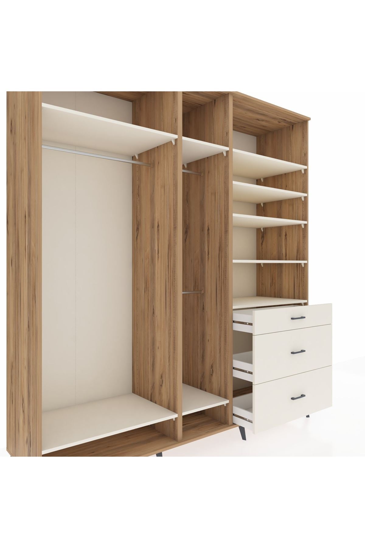 Kronos Dolap 9 Raflı 3 Çekmeceli 3 Askılı 220x59x243 - S784M064V22C