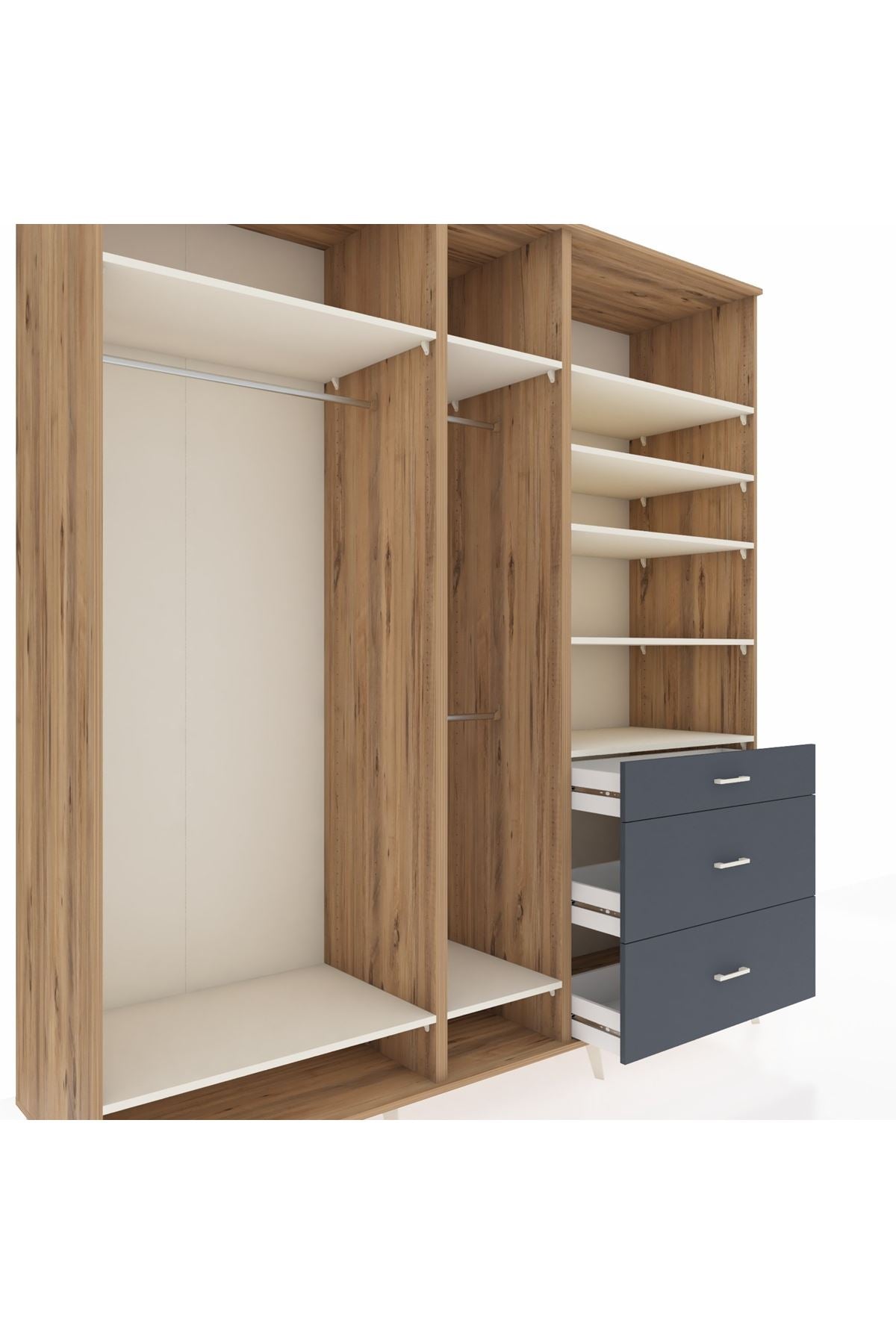 Kronos Dolap 9 Raflı 3 Çekmeceli 3 Askılı 220x59x243 - S784M064V23C