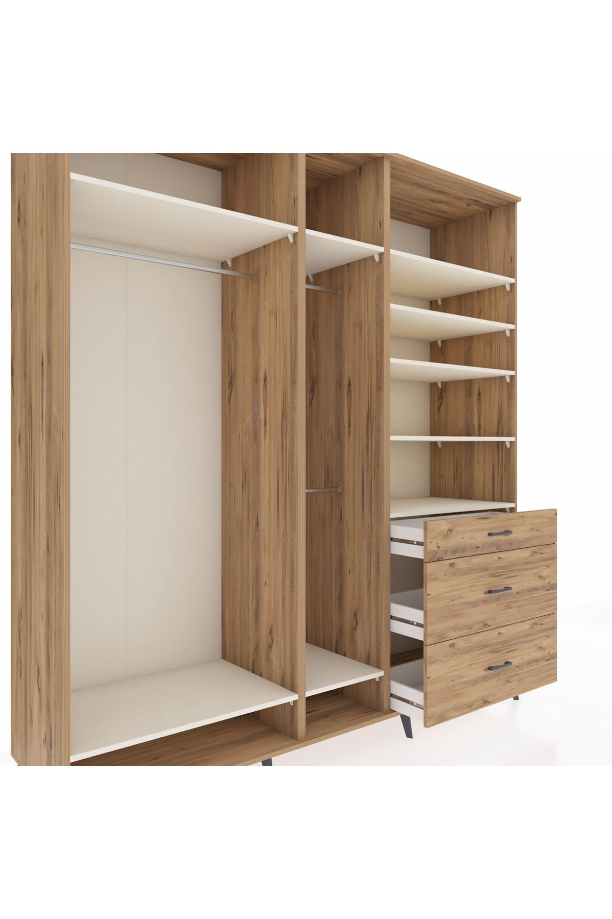 Kronos Dolap 9 Raflı 3 Çekmeceli 3 Askılı 220x59x243 - S784M064V24C