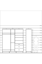 Kronos Dolap 9 Raflı 3 Çekmeceli 3 Askılı 220x59x243 - S784M064V25C