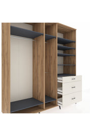 Kronos Dolap 9 Raflı 3 Çekmeceli 3 Askılı 220x59x243 - S784M064V25C