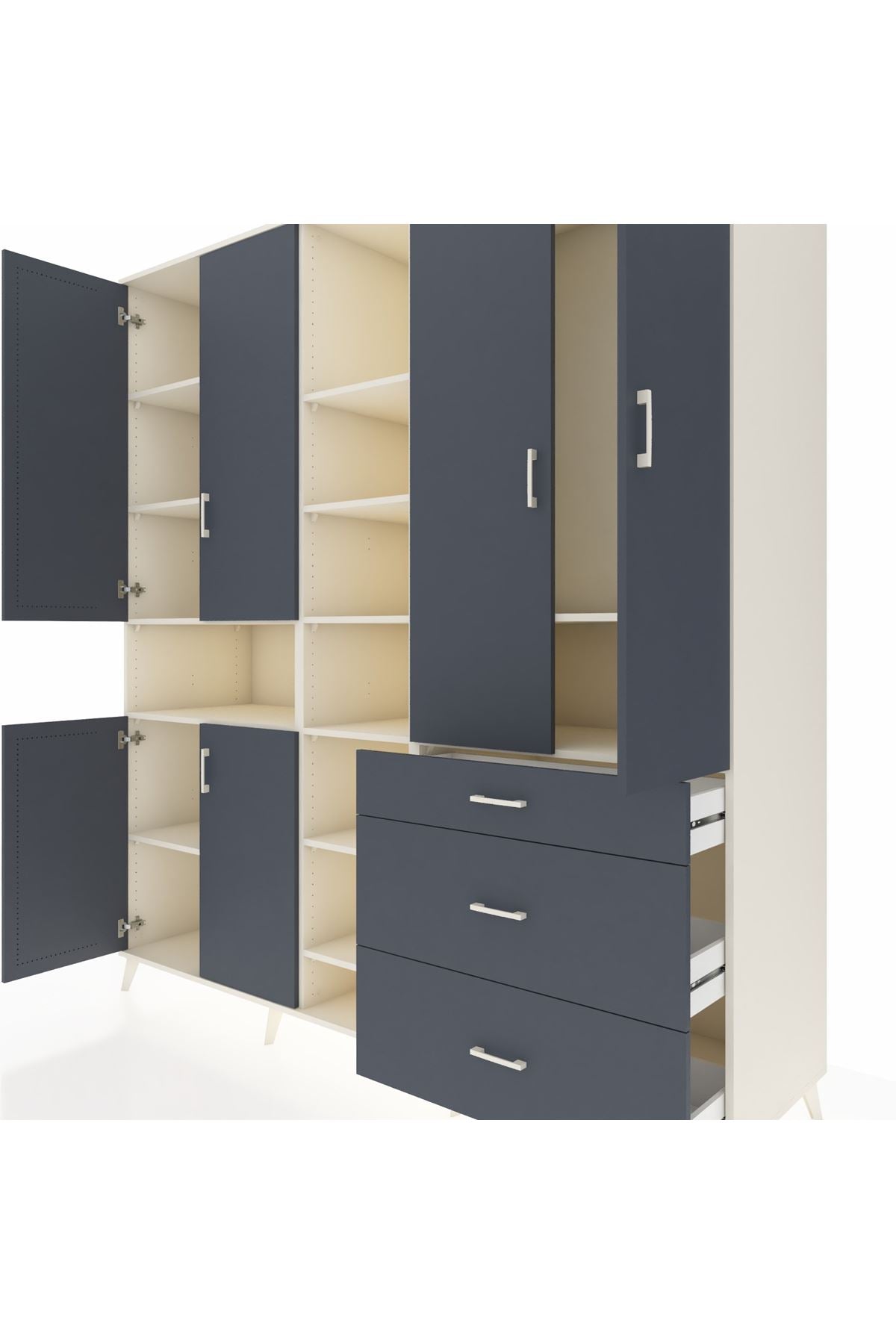 Kronos Dolap 13 Raflı 3 Çekmeceli 6 Kapaklı 220x59x243 - S784M065V08C