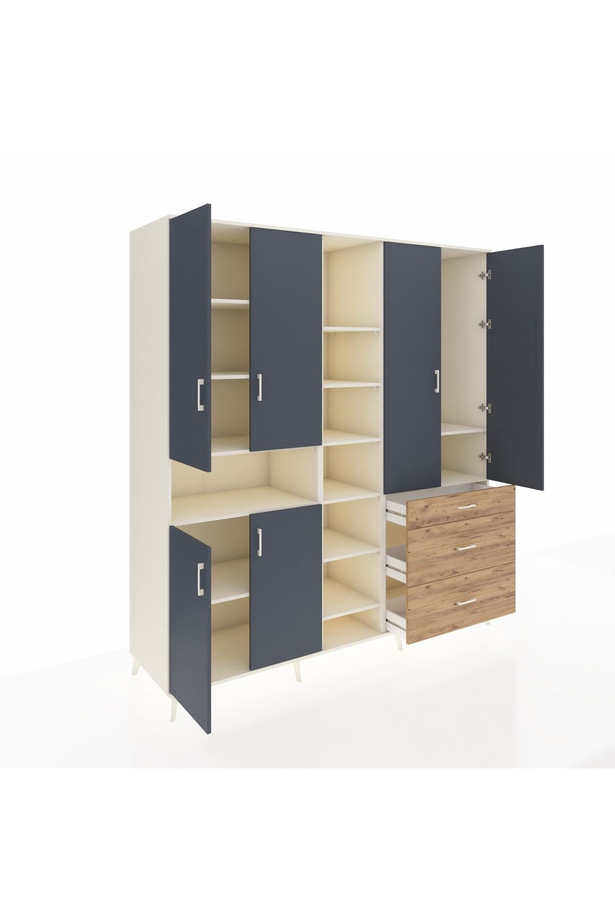 Kronos Dolap 13 Raflı 3 Çekmeceli 6 Kapaklı 220x59x243 - S784M065V09C