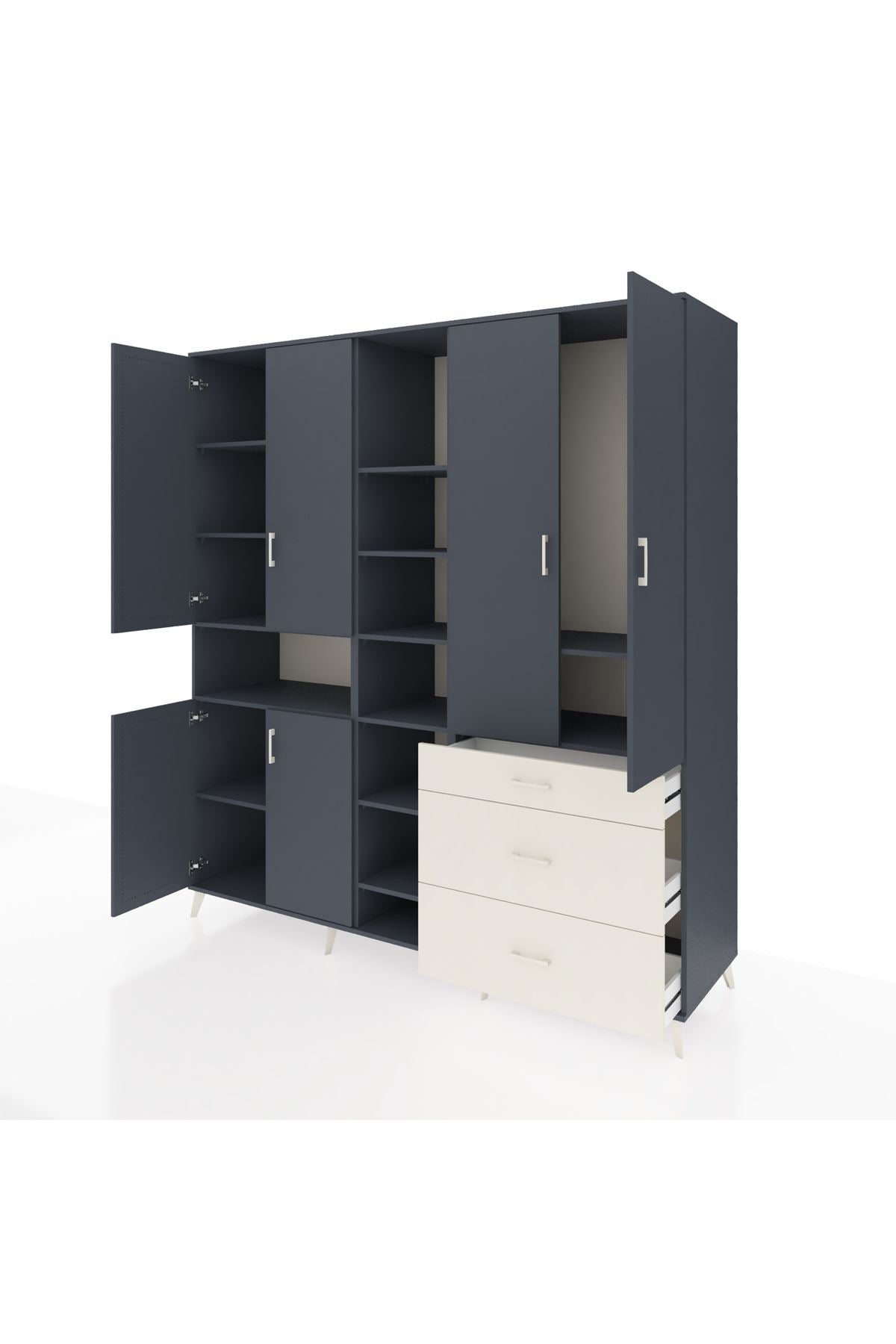 Kronos Dolap 13 Raflı 3 Çekmeceli 6 Kapaklı 220x59x243 - S784M065V16C