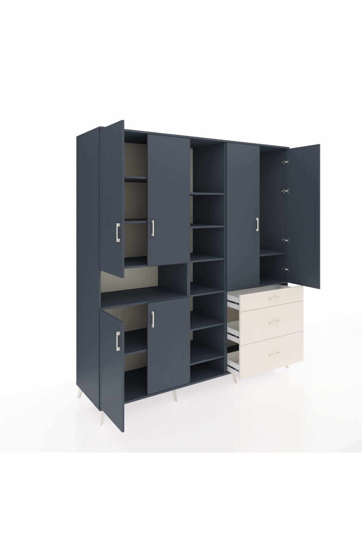 Kronos Dolap 13 Raflı 3 Çekmeceli 6 Kapaklı 220x59x243 - S784M065V16C