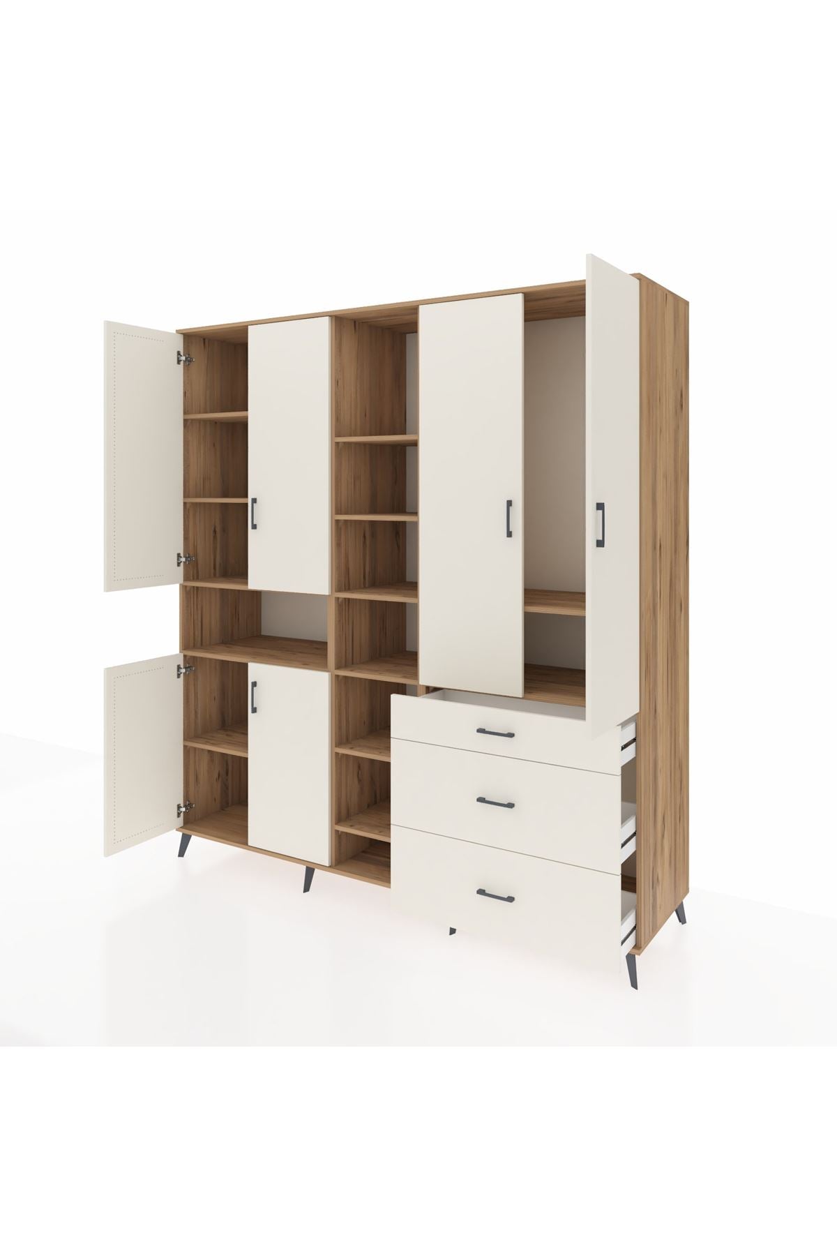 Kronos Dolap 13 Raflı 3 Çekmeceli 6 Kapaklı 220x59x243 - S784M065V22C