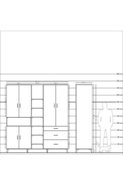 Kronos Dolap 13 Raflı 3 Çekmeceli 6 Kapaklı 220x59x243 - S784M065V25C