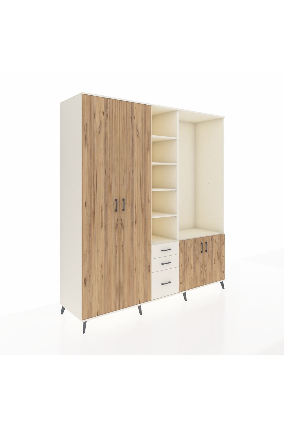 Kronos Dolap 13 Raflı 3 Çekmeceli 4 Kapaklı 220x59x243 - S784M066V01C