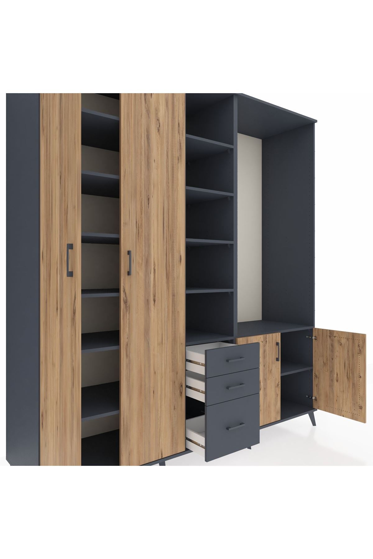 Kronos Dolap 13 Raflı 3 Çekmeceli 4 Kapaklı 220x59x243 - S784M066V11C