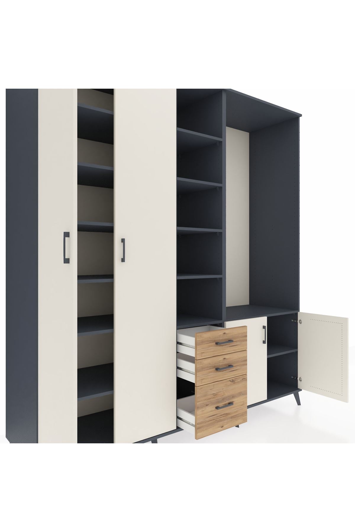 Kronos Dolap 13 Raflı 3 Çekmeceli 4 Kapaklı 220x59x243 - S784M066V15C
