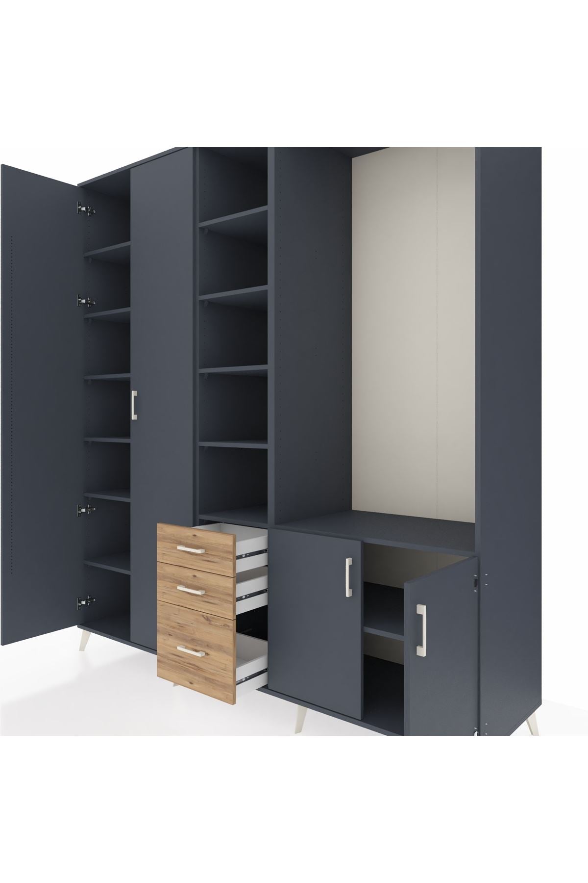 Kronos Dolap 13 Raflı 3 Çekmeceli 4 Kapaklı 220x59x243 - S784M066V18C