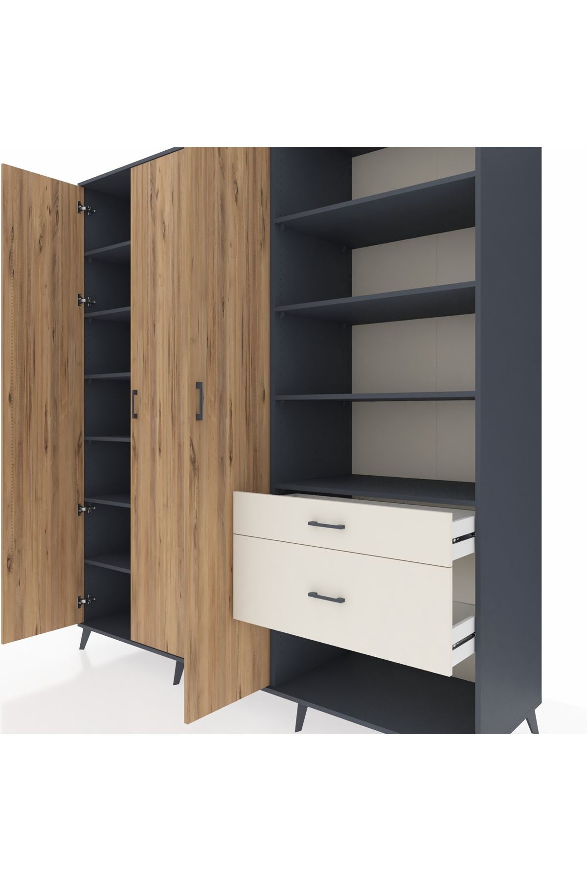 Kronos Dolap 16 Raflı 2 Çekmeceli 3 Kapaklı 220x59x243 - S784M067V10C
