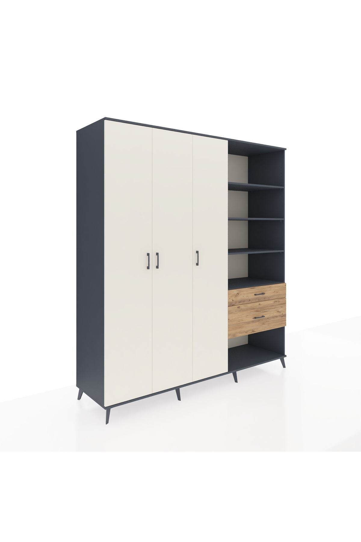 Kronos Dolap 16 Raflı 2 Çekmeceli 3 Kapaklı 220x59x243 - S784M067V15C