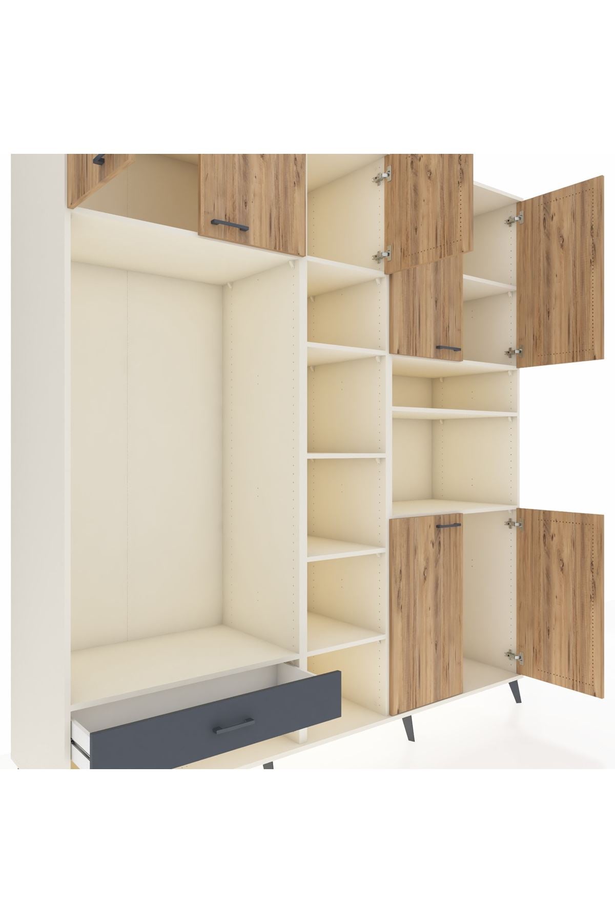 Kronos Dolap 11 Raflı Tek Çekmeceli 7 Kapaklı 220x59x243 - S784M069V02C