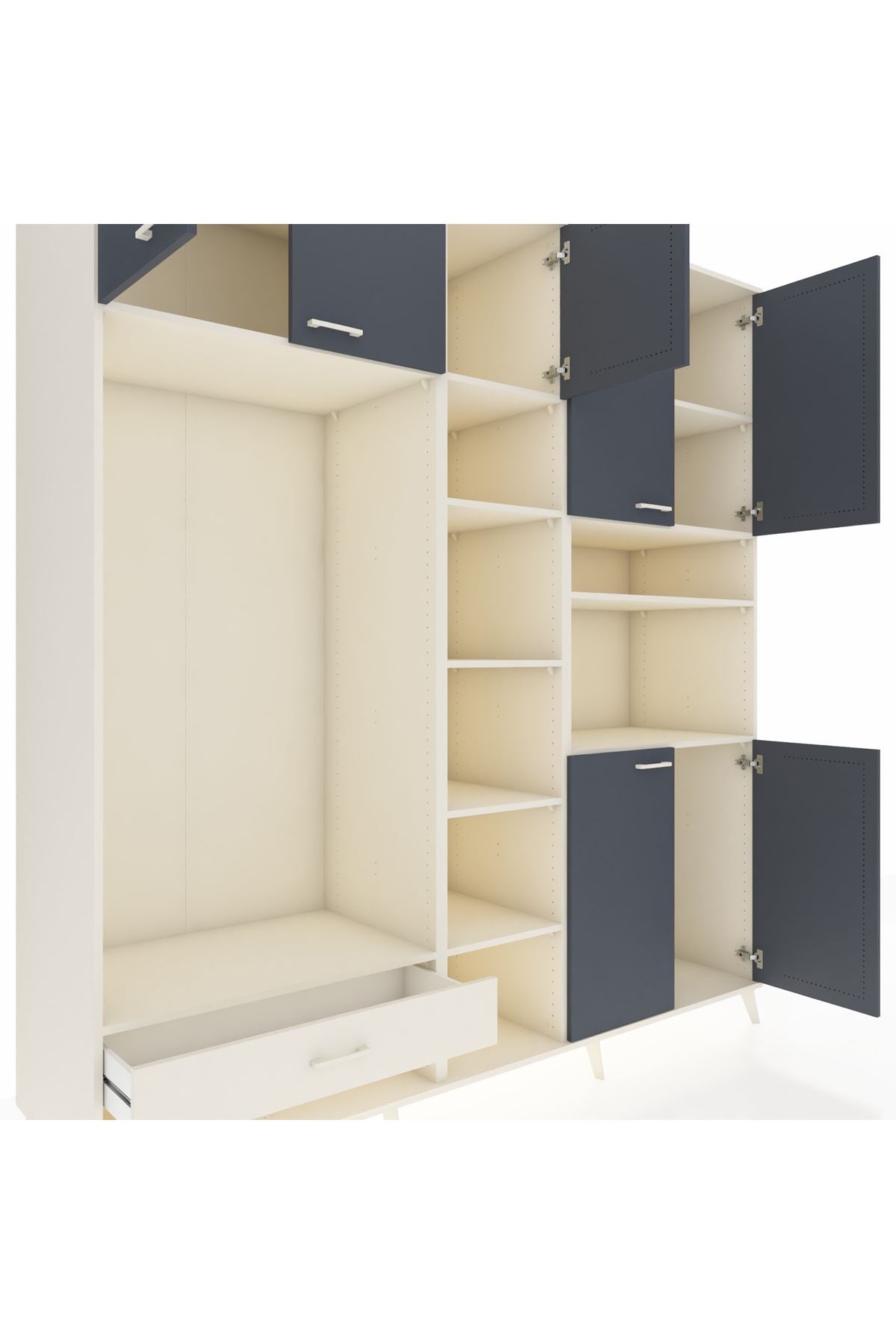 Kronos Dolap 11 Raflı Tek Çekmeceli 7 Kapaklı 220x59x243 - S784M069V07C