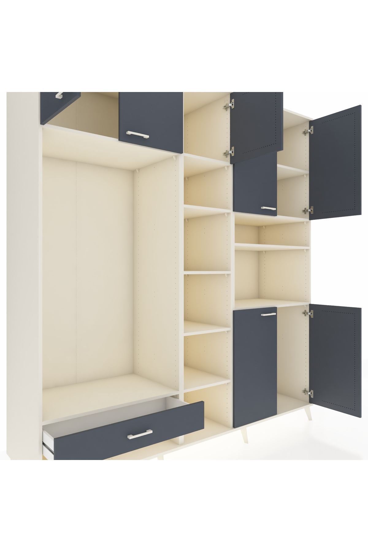 Kronos Dolap 11 Raflı Tek Çekmeceli 7 Kapaklı 220x59x243 - S784M069V08C