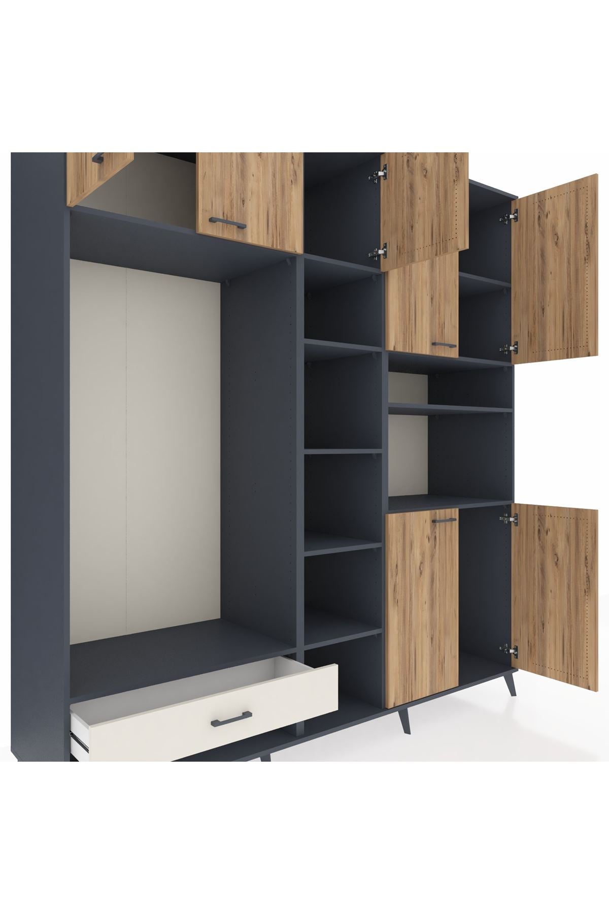 Kronos Dolap 11 Raflı Tek Çekmeceli 7 Kapaklı 220x59x243 - S784M069V10C