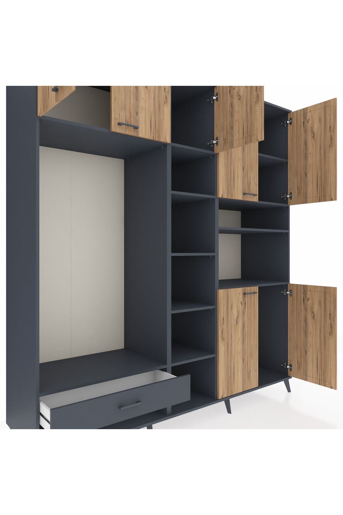 Kronos Dolap 11 Raflı Tek Çekmeceli 7 Kapaklı 220x59x243 - S784M069V11C