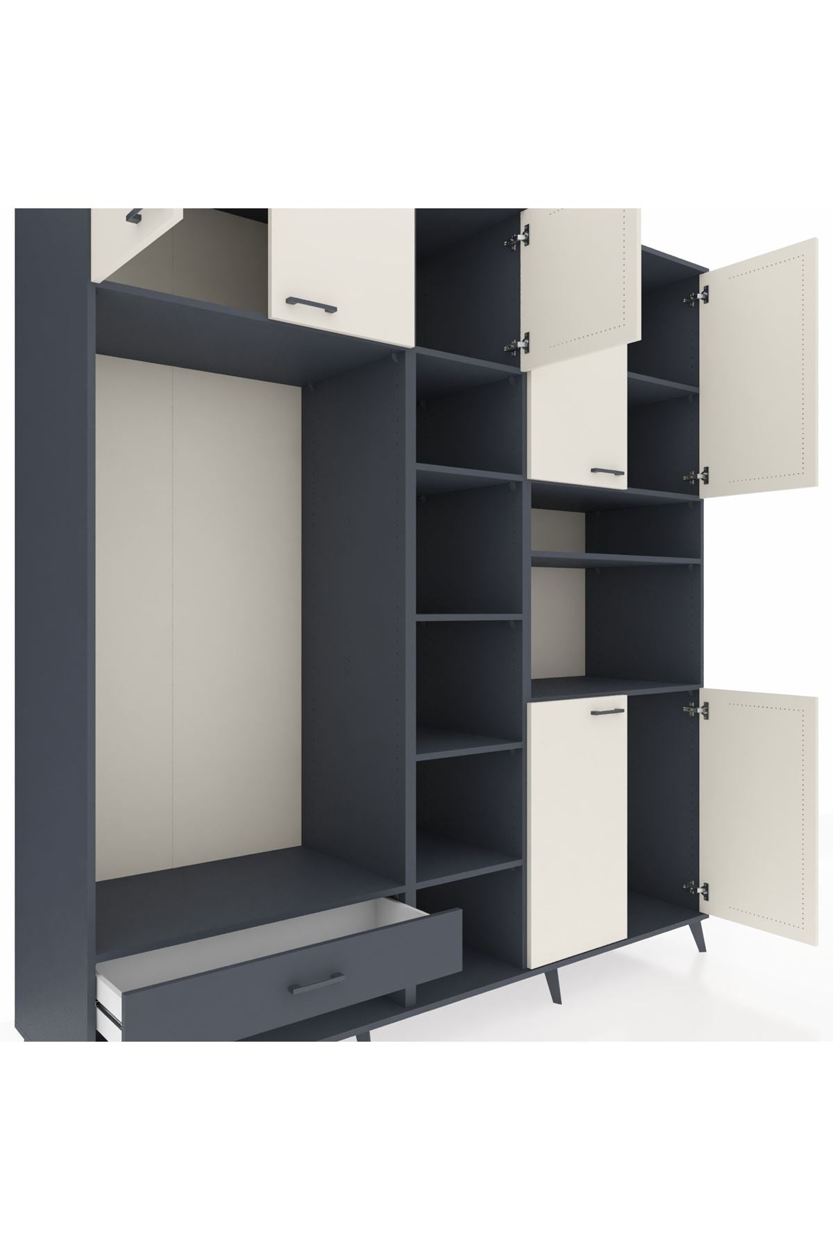 Kronos Dolap 11 Raflı Tek Çekmeceli 7 Kapaklı 220x59x243 - S784M069V14C