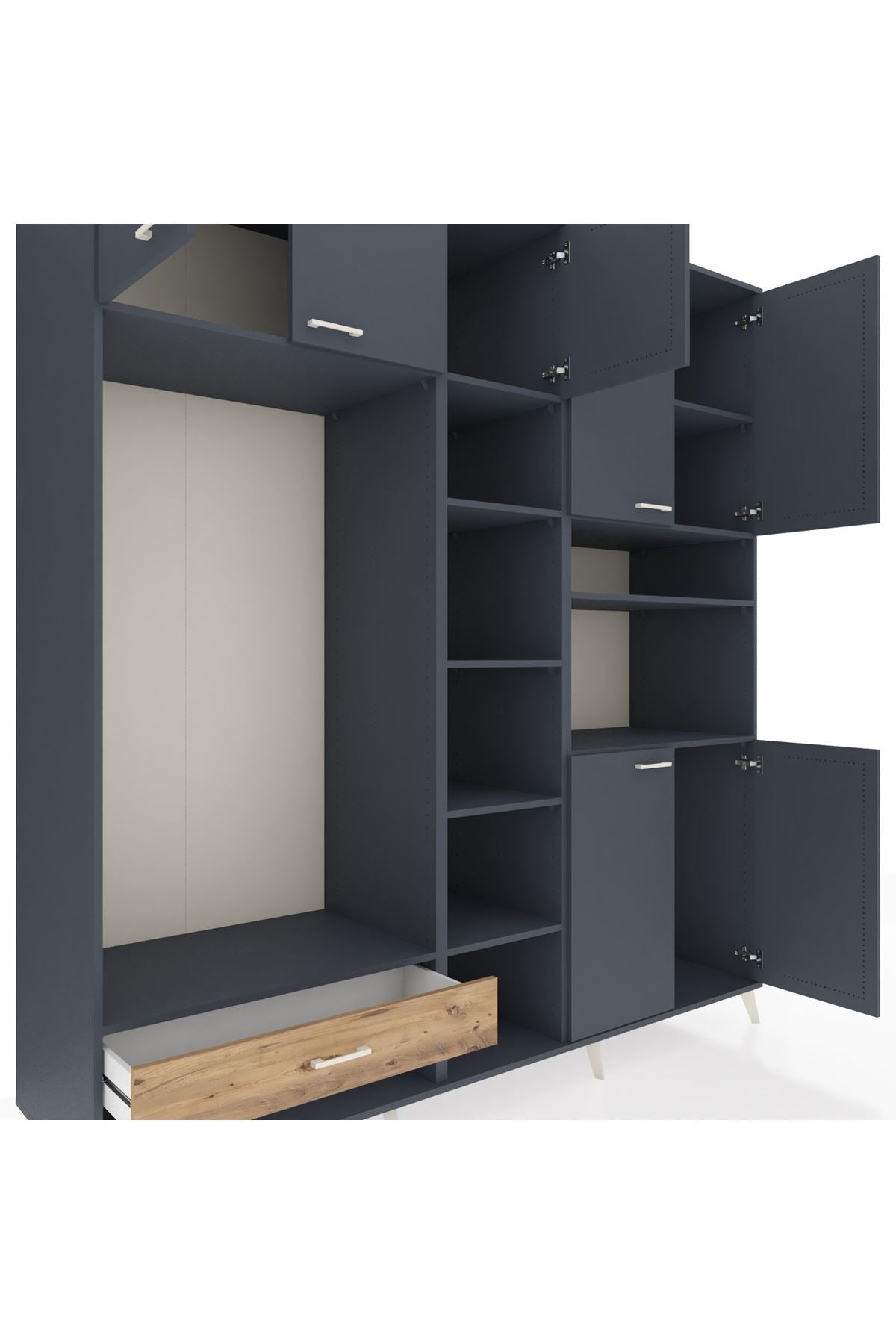Kronos Dolap 11 Raflı Tek Çekmeceli 7 Kapaklı 220x59x243 - S784M069V18C