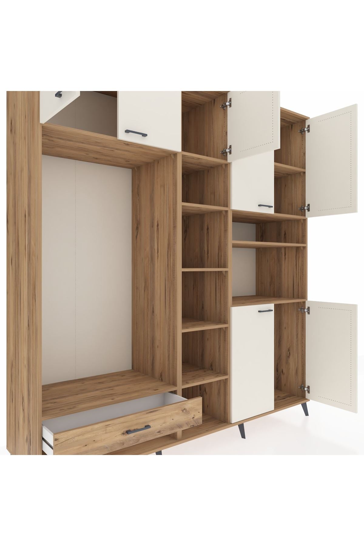 Kronos Dolap 11 Raflı Tek Çekmeceli 7 Kapaklı 220x59x243 - S784M069V24C