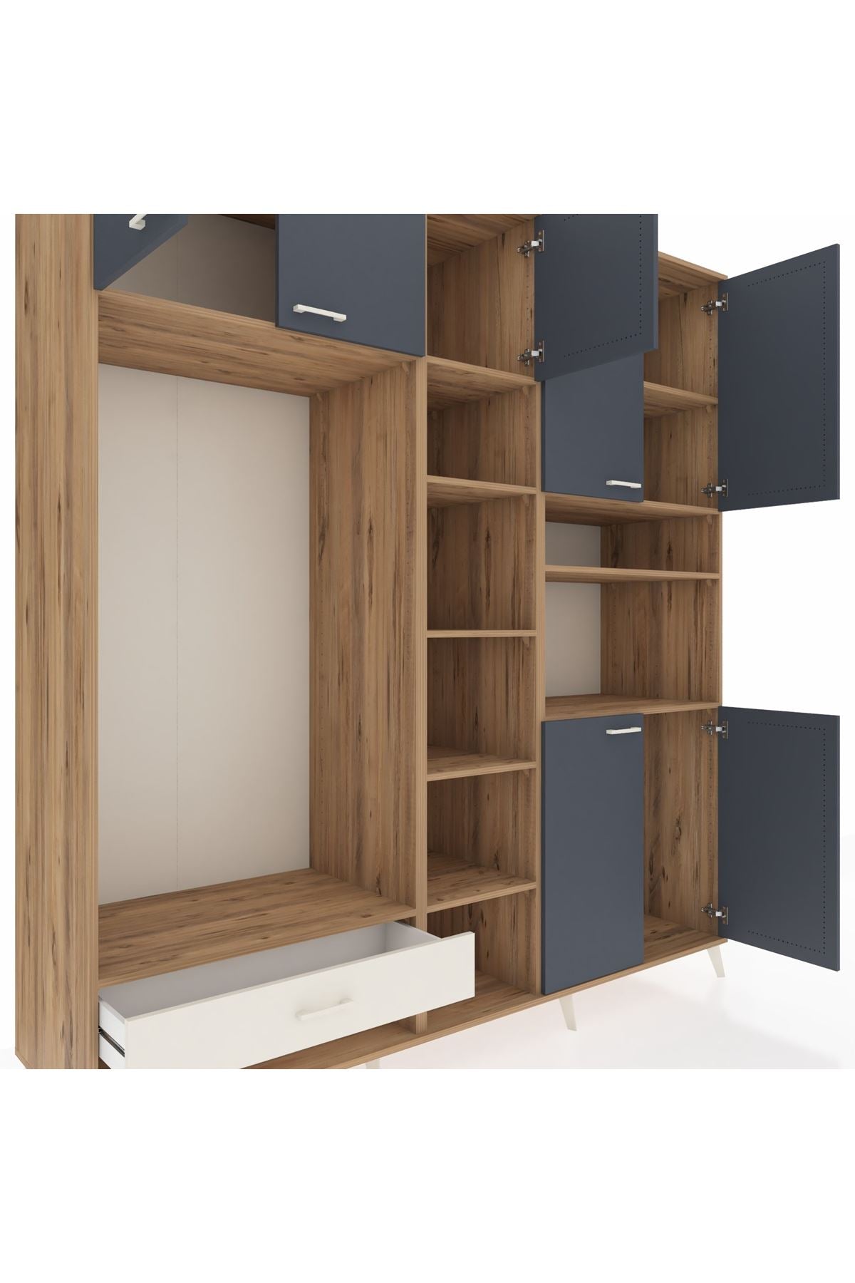 Kronos Dolap 11 Raflı Tek Çekmeceli 7 Kapaklı 220x59x243 - S784M069V25C