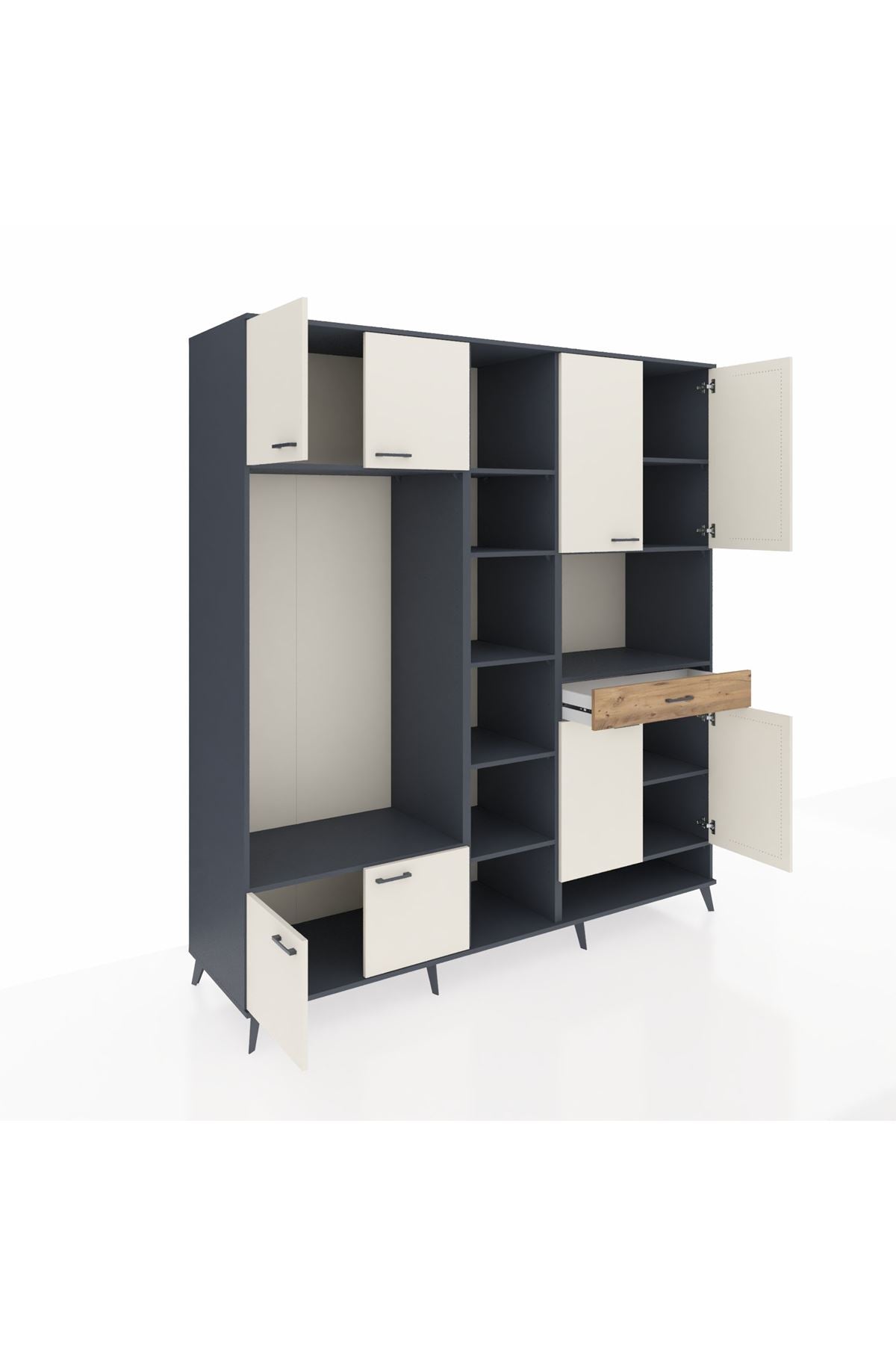Kronos Dolap 12 Raflı Tek Çekmeceli 8 Kapaklı 220x59x243 - S784M070V15C