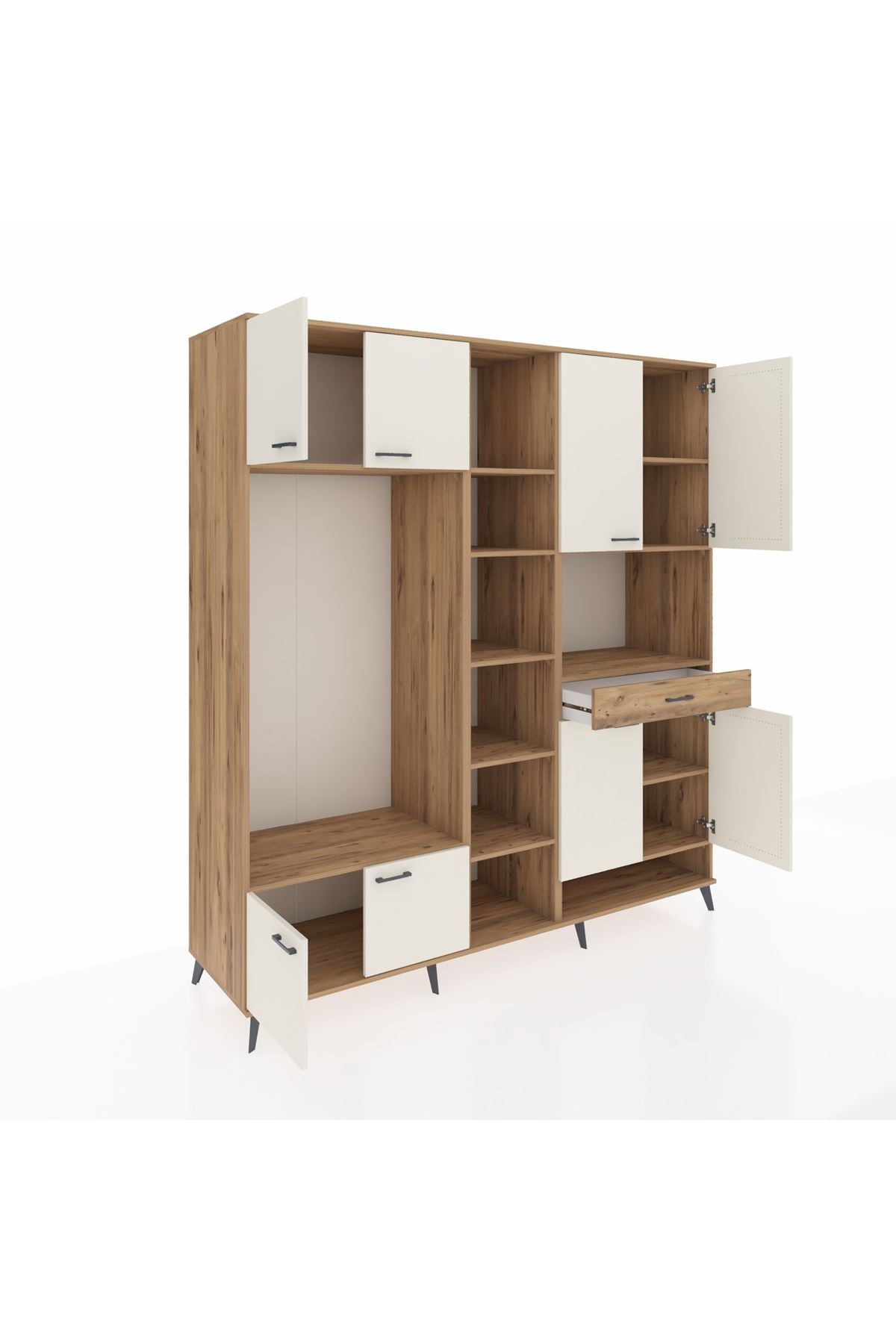 Kronos Dolap 12 Raflı Tek Çekmeceli 8 Kapaklı 220x59x243 - S784M070V24C