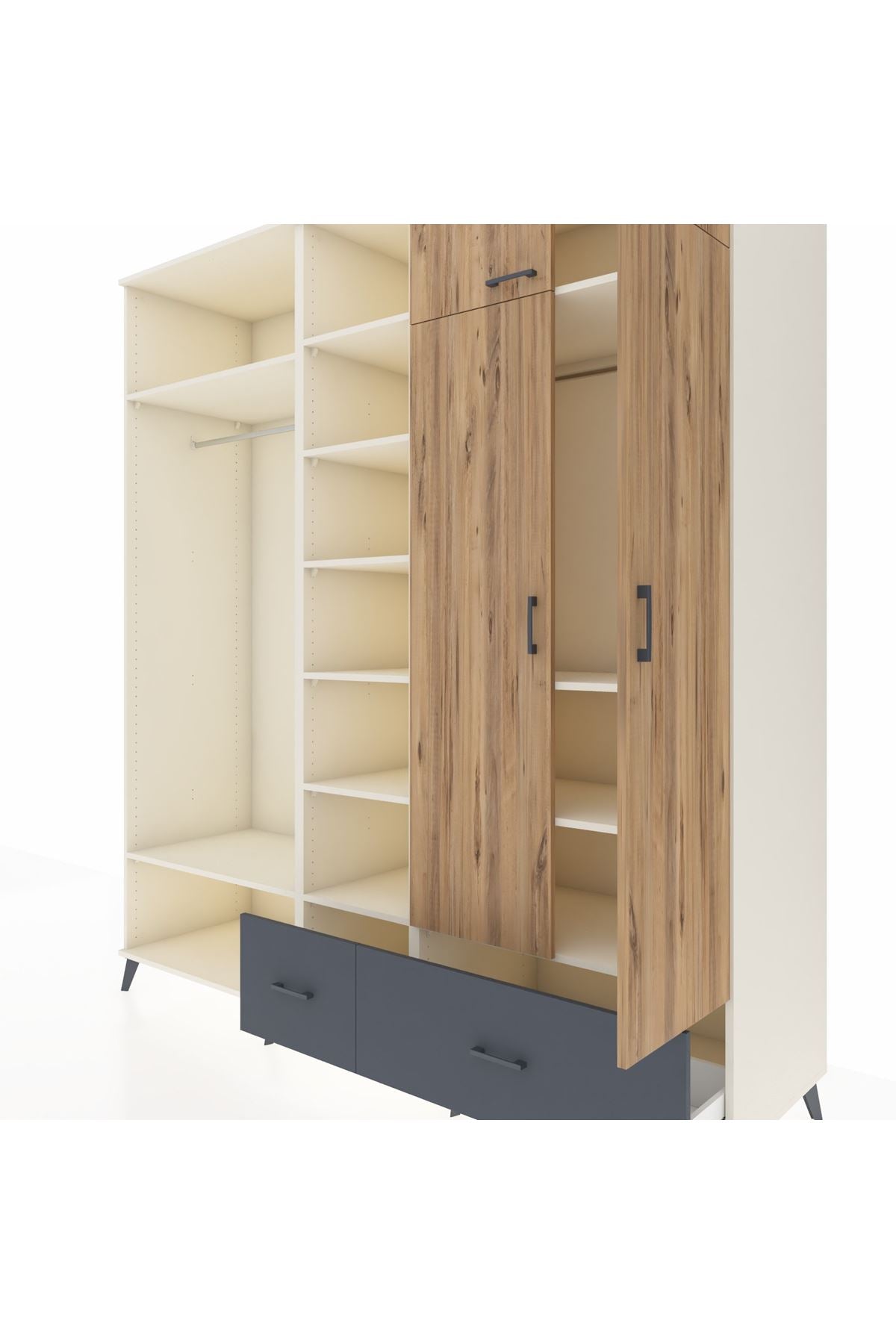 Kronos Dolap 12 Raflı 2 Çekmeceli 2 Askılı 220x59x243 - S784M072V02C