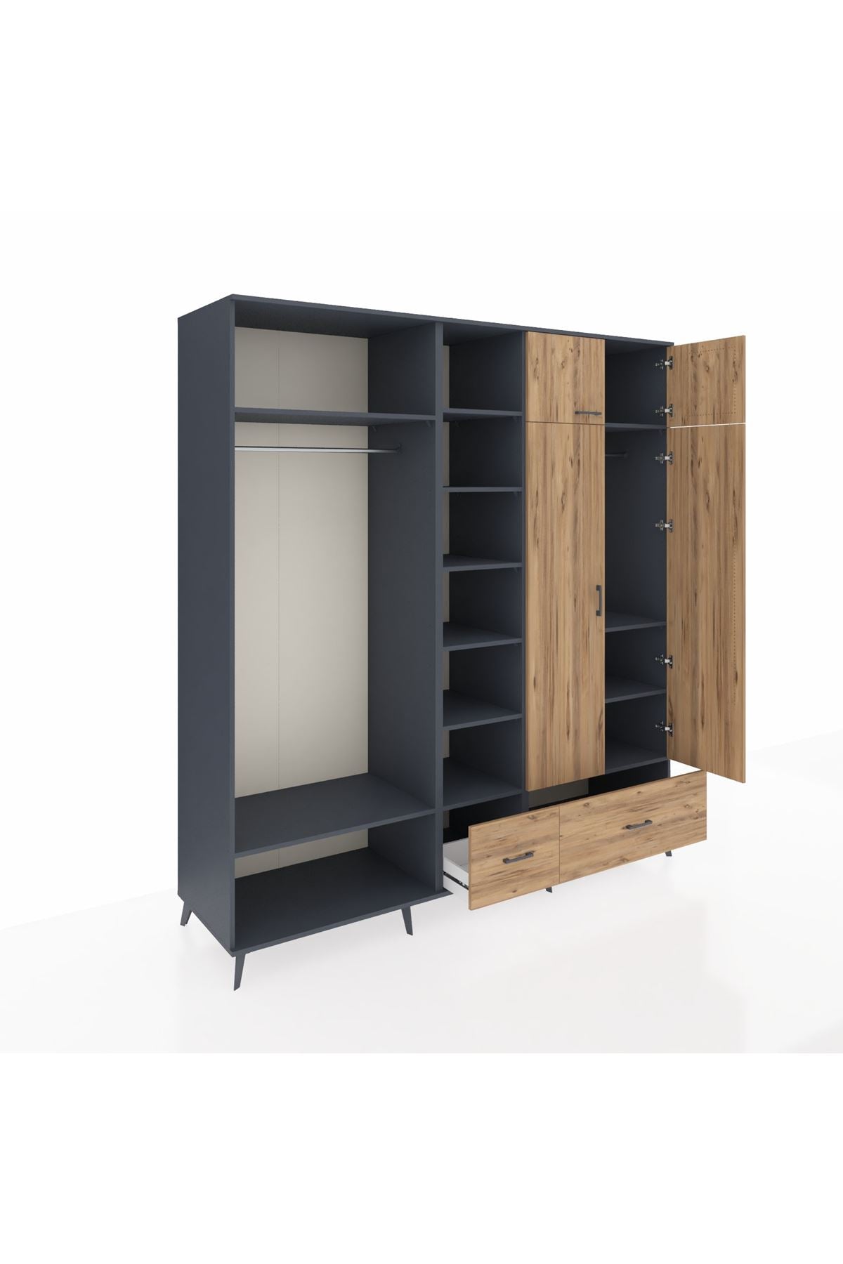 Kronos Dolap 12 Raflı 2 Çekmeceli 2 Askılı 220x59x243 - S784M072V12C
