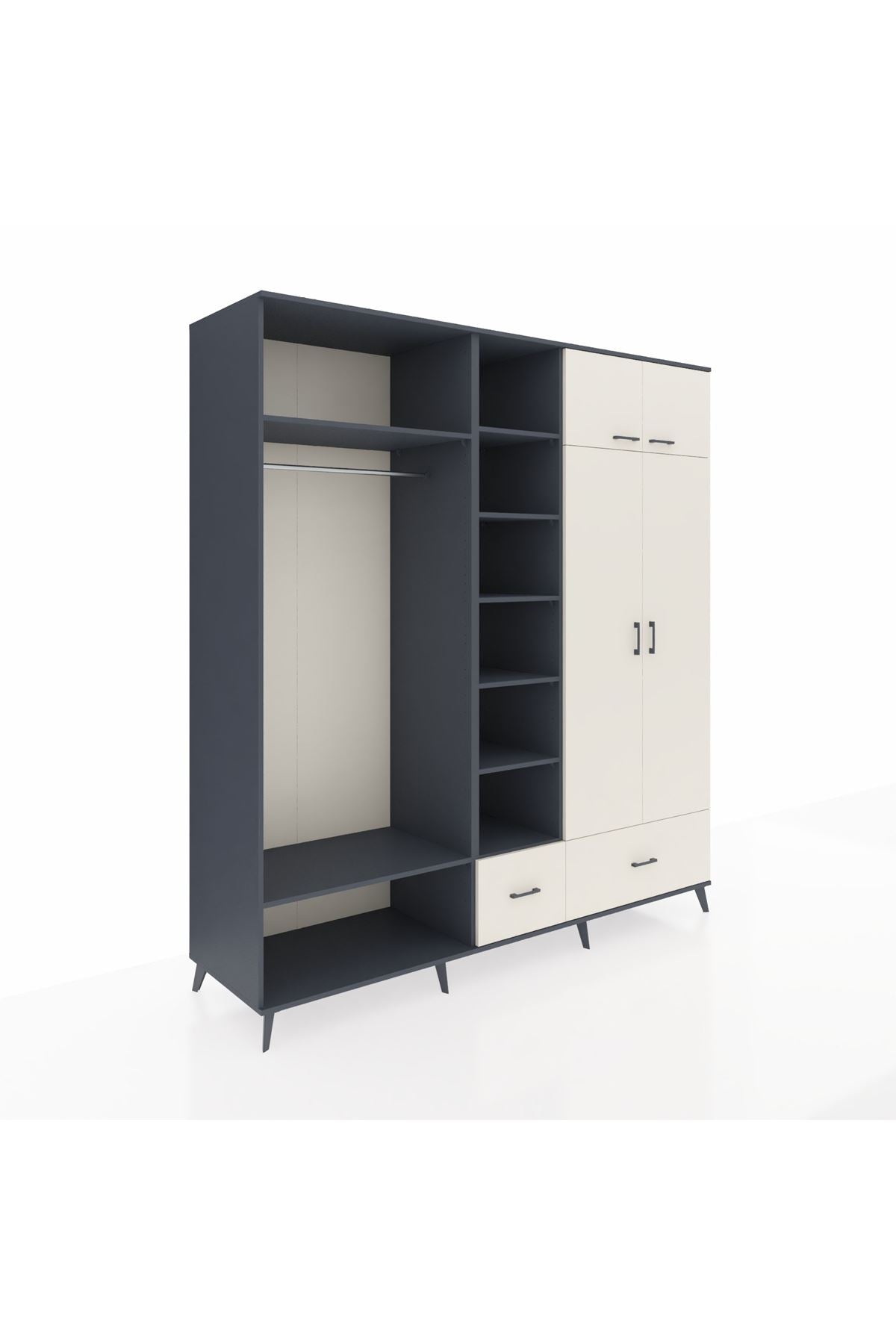 Kronos Dolap 12 Raflı 2 Çekmeceli 2 Askılı 220x59x243 - S784M072V13C