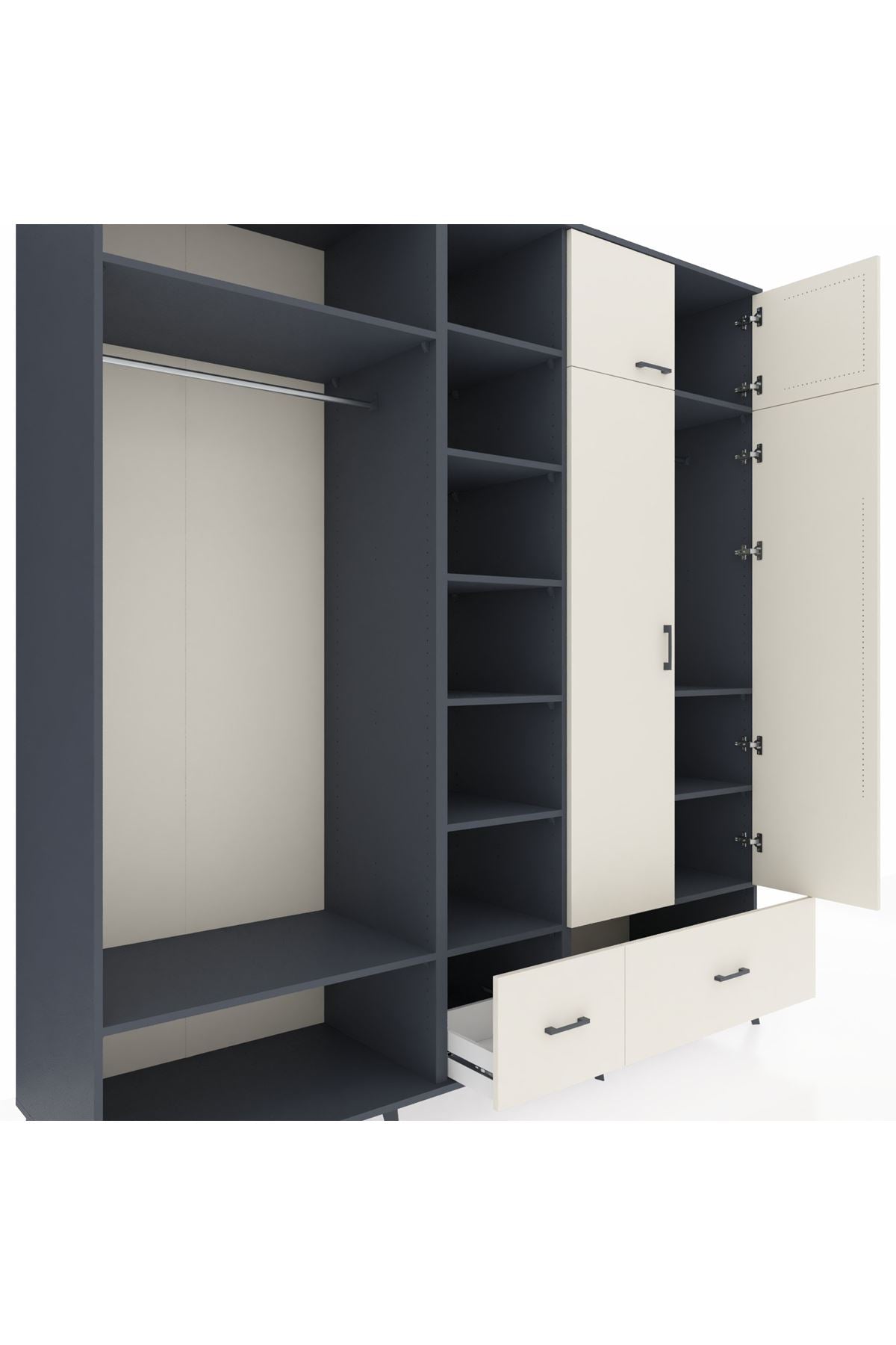 Kronos Dolap 12 Raflı 2 Çekmeceli 2 Askılı 220x59x243 - S784M072V13C