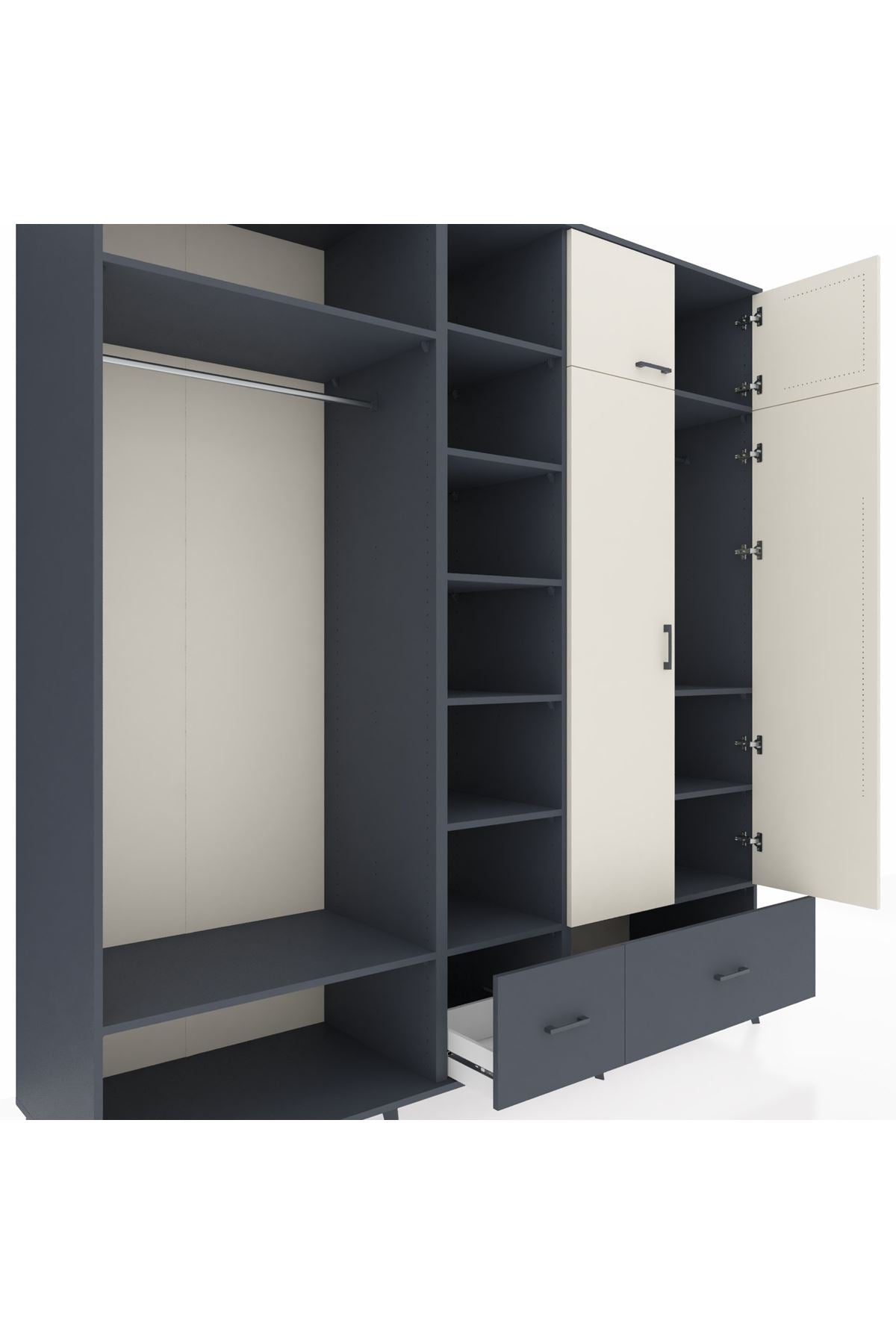 Kronos Dolap 12 Raflı 2 Çekmeceli 2 Askılı 220x59x243 - S784M072V14C