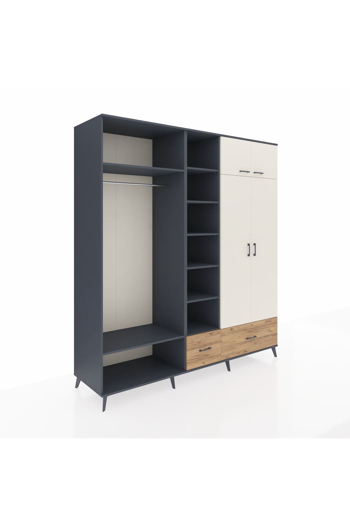 Kronos Dolap 12 Raflı 2 Çekmeceli 2 Askılı 220x59x243 - S784M072V15C