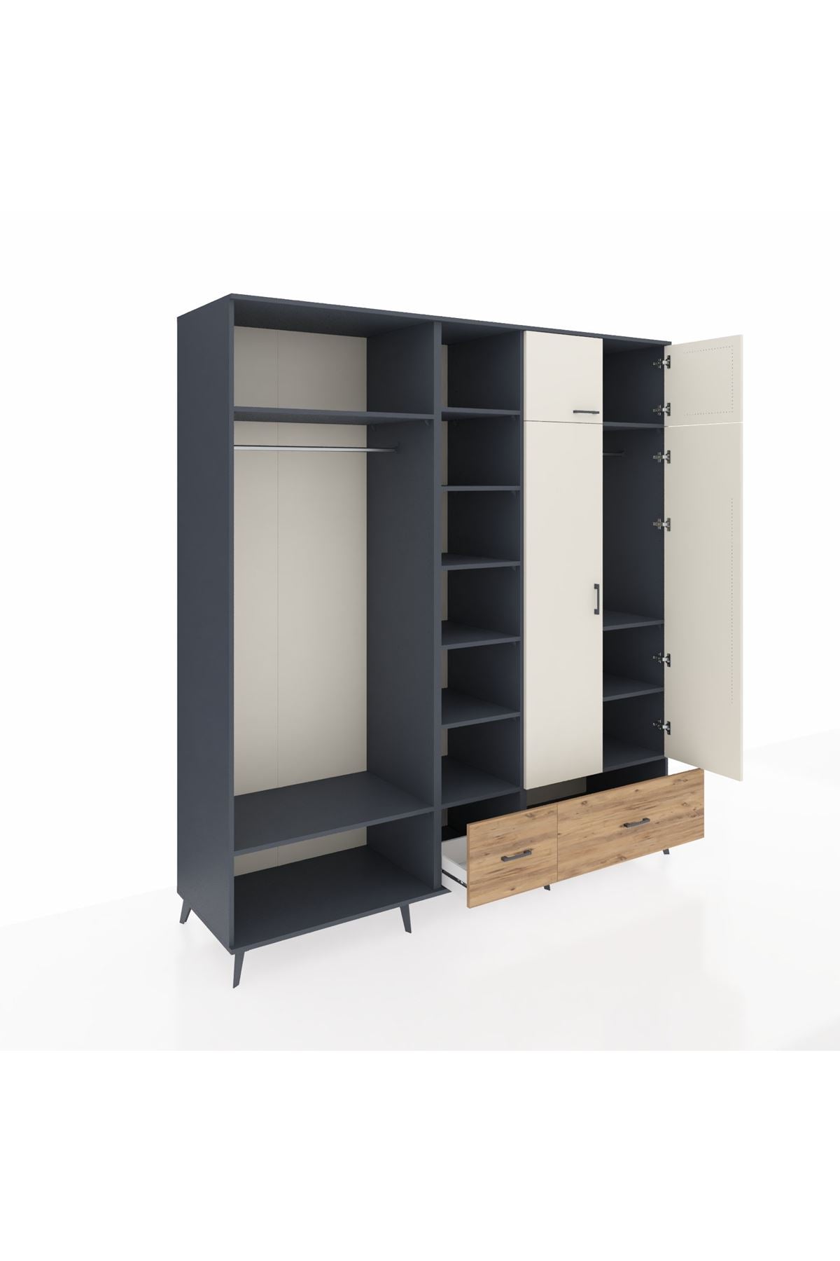 Kronos Dolap 12 Raflı 2 Çekmeceli 2 Askılı 220x59x243 - S784M072V15C