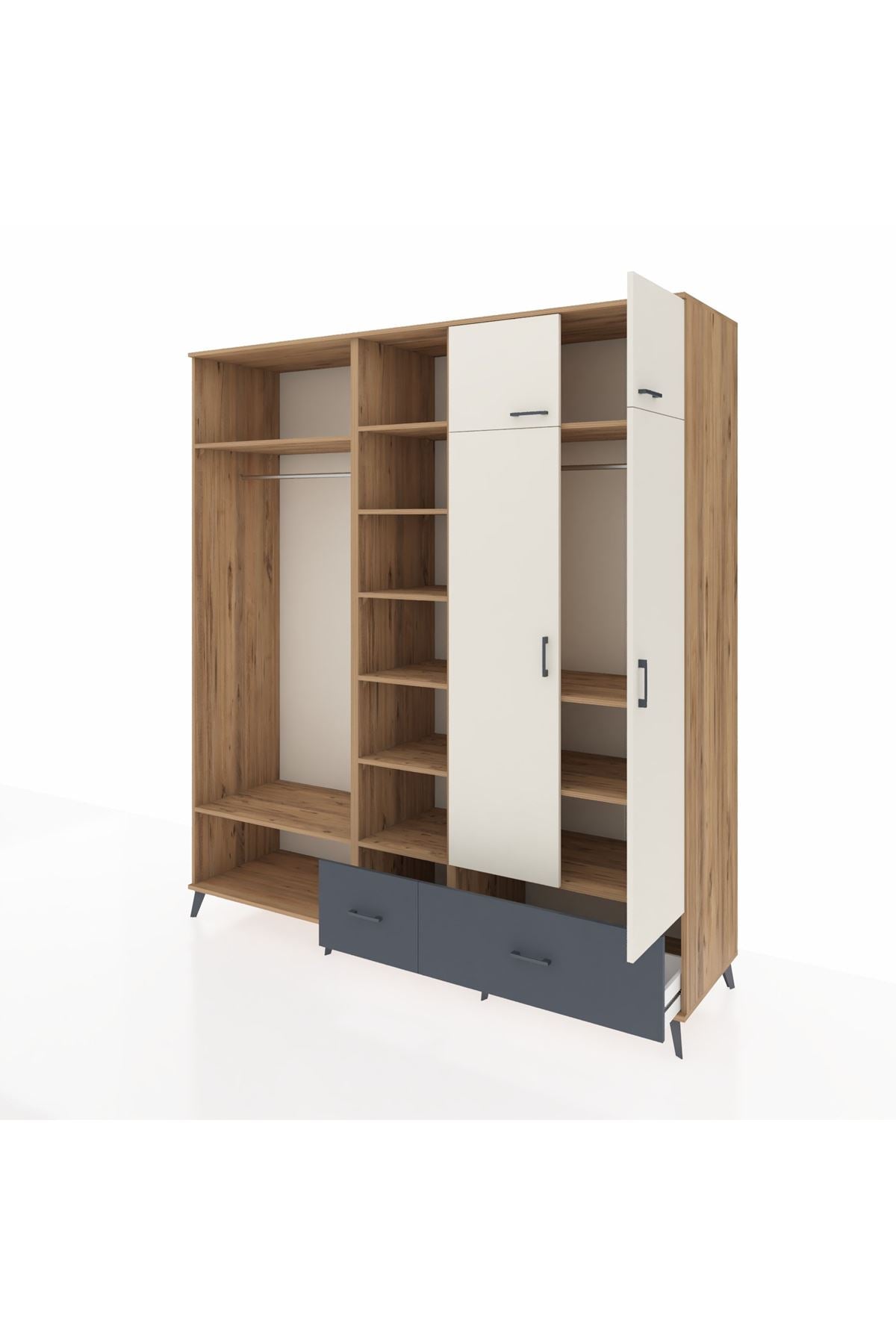 Kronos Dolap 12 Raflı 2 Çekmeceli 2 Askılı 220x59x243 - S784M072V23C